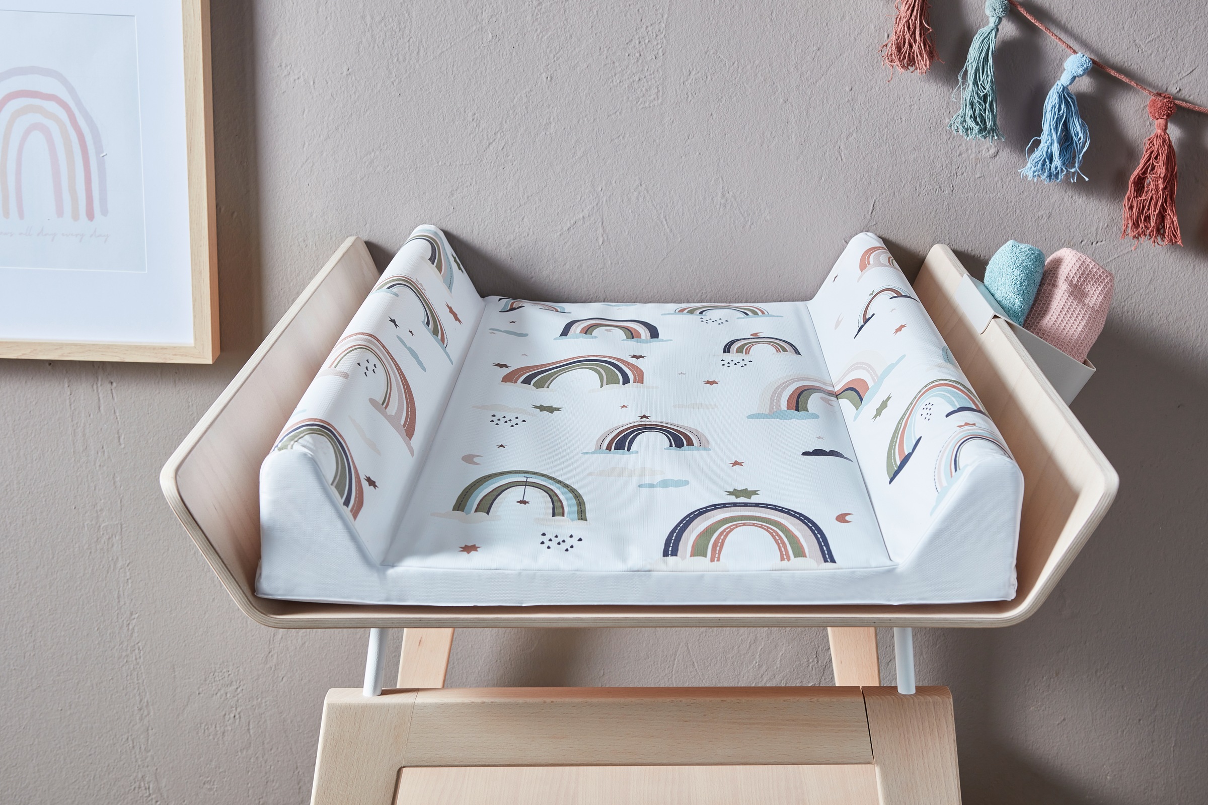 Rotho Babydesign Wickelauflage »Boho Rainbow«, (Set, 2 tlg.), in Keilform; inklusive Stillkissen Multi; Made in Europe
