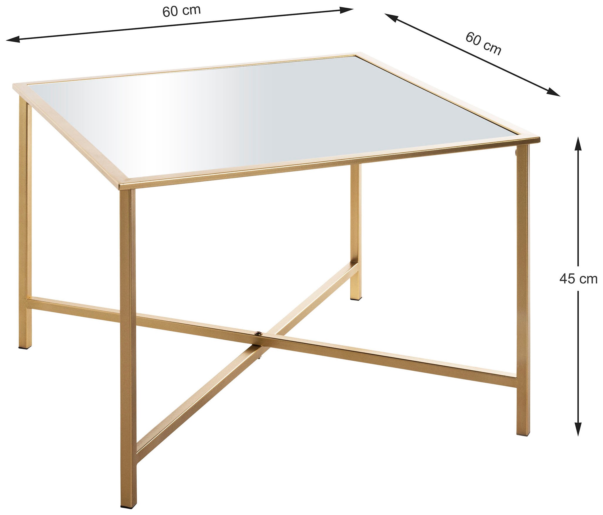 HAKU Beistelltisch »Sofatisch, Wohnzimmertisch« 1 Stk. tlg. quadratisch - aus Metall Gold B/T/H 60/60/45 cm