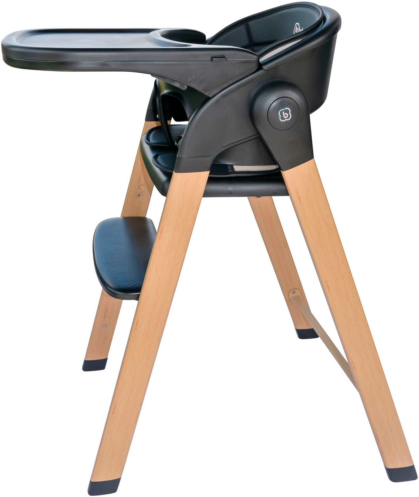 BabyGo Hochstuhl »Levels, black wood optic«, platzsparend zusammenklappbar