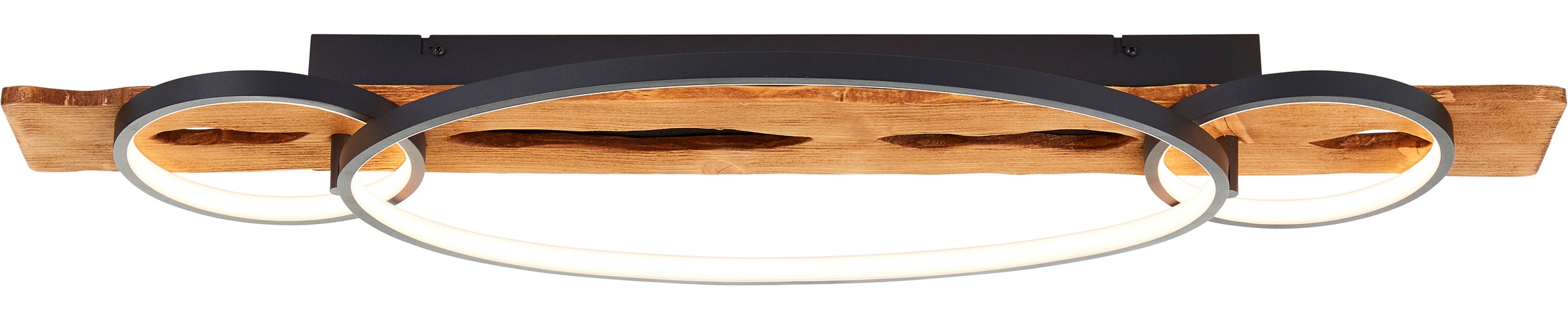 Brilliant LED Deckenleuchte »Pirus« LED-Modul 1 Stk. Warmweiß 90 x 30 cm, 4600 lm, 3000 K, 3-Stufen dimmbar, Holz/Metall, schwarz