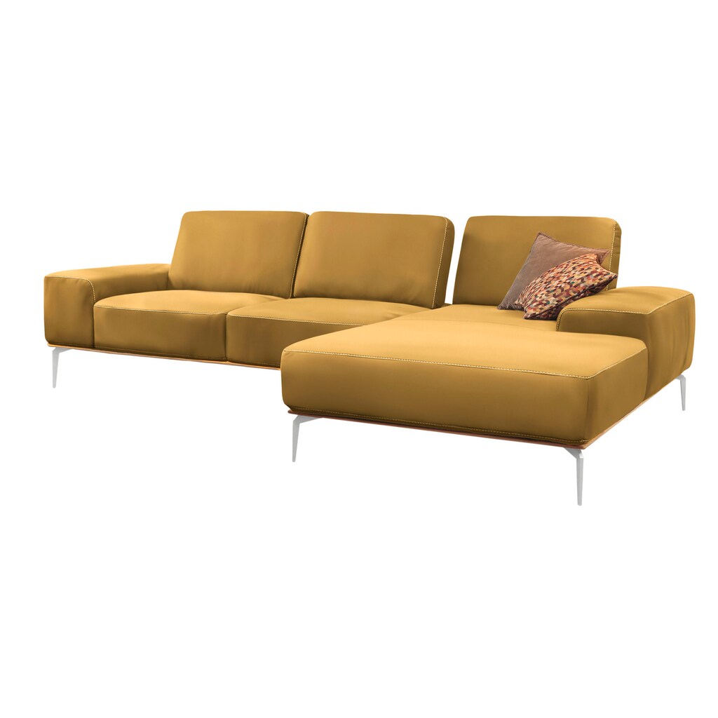 W.SCHILLIG Ecksofa »run«, mit elegantem Holzsockel, Füße in Chrom glänzend, Breite 319 cm