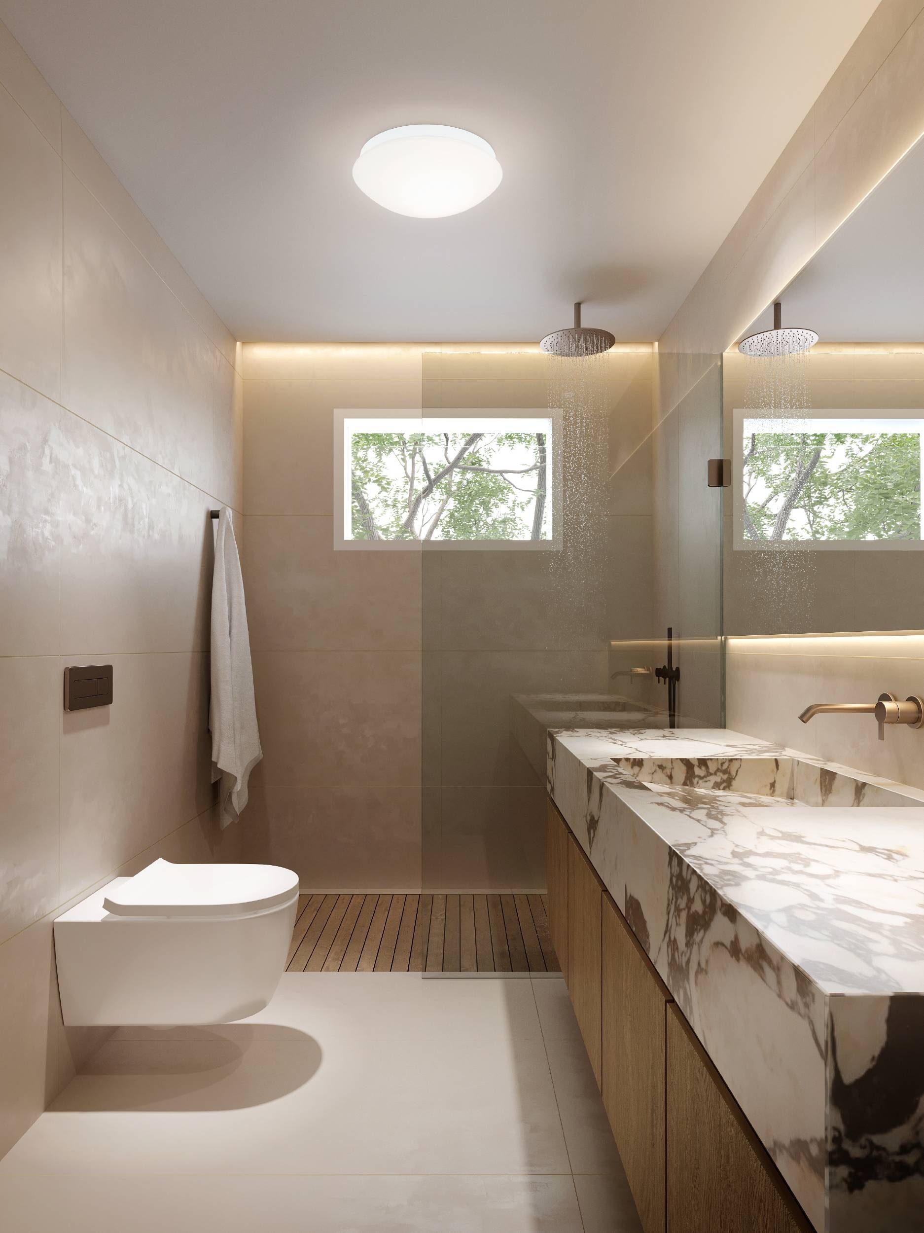 EGLO Deckenleuchte »Bari-M Deckenlampe, Badezimmer Lampe, Flurlampe Decke, E27, IP44« E27 1 Stk. Deckenleuchte, Glas, Kunststoff, BadezimmerLampe, Flurlampe, E27, IP44