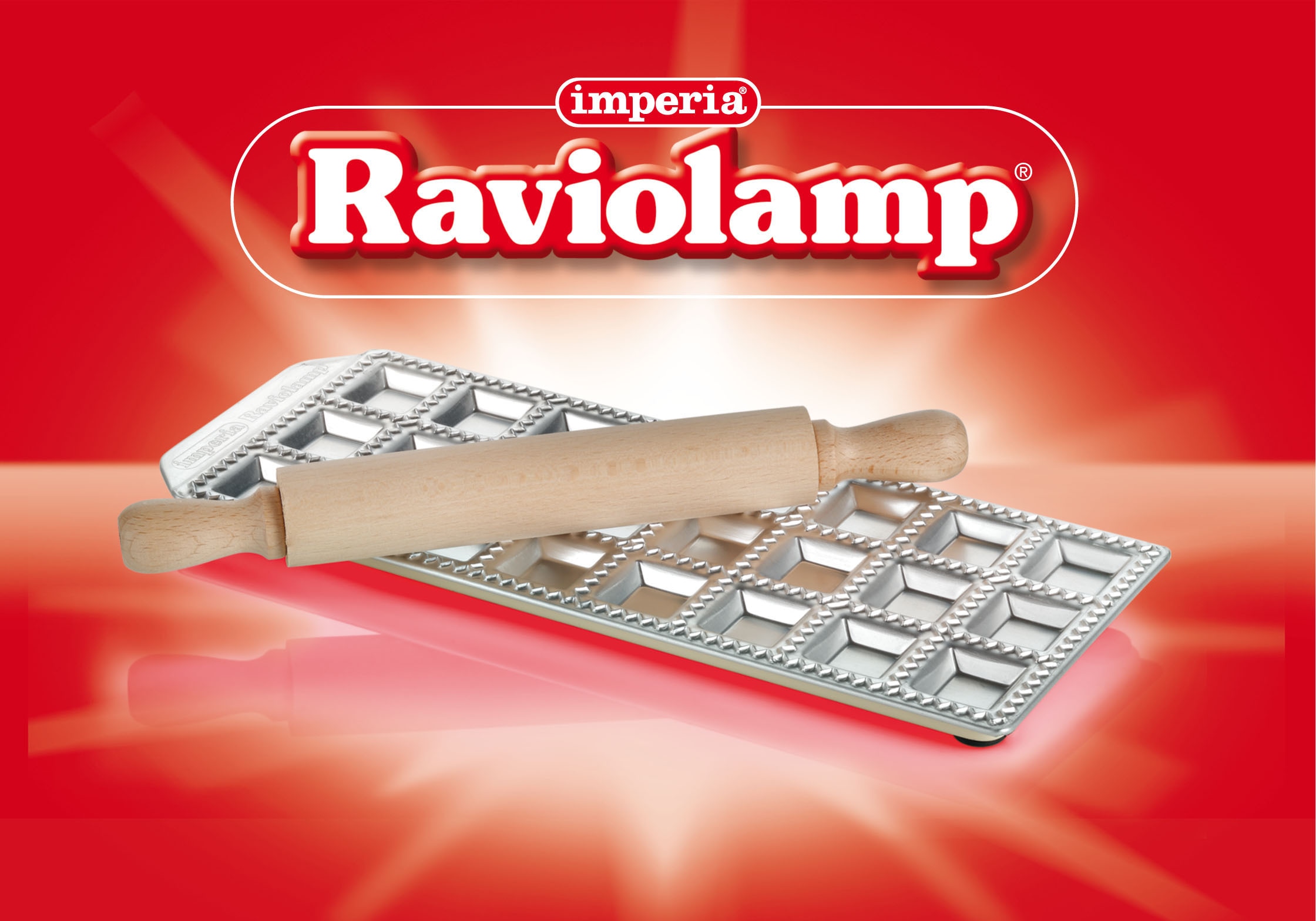 imperia Ravioliform Aluminium, für 24 Ravioli, inkl. Nudelholz, Aluminium