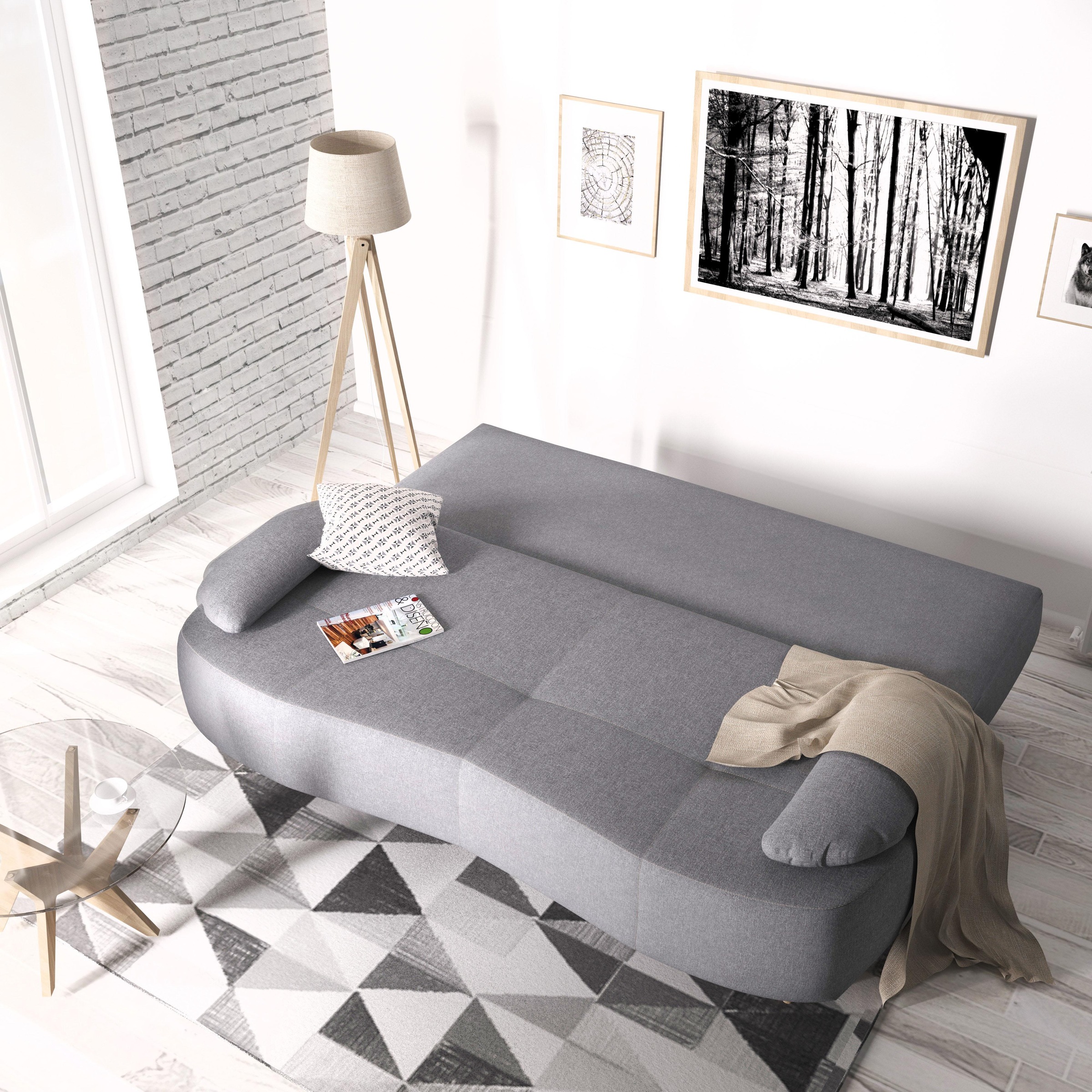 Home affaire Schlafsofa »Alina«, mit Bettfunktion und Bettkasten, Federkern, losen Kissen