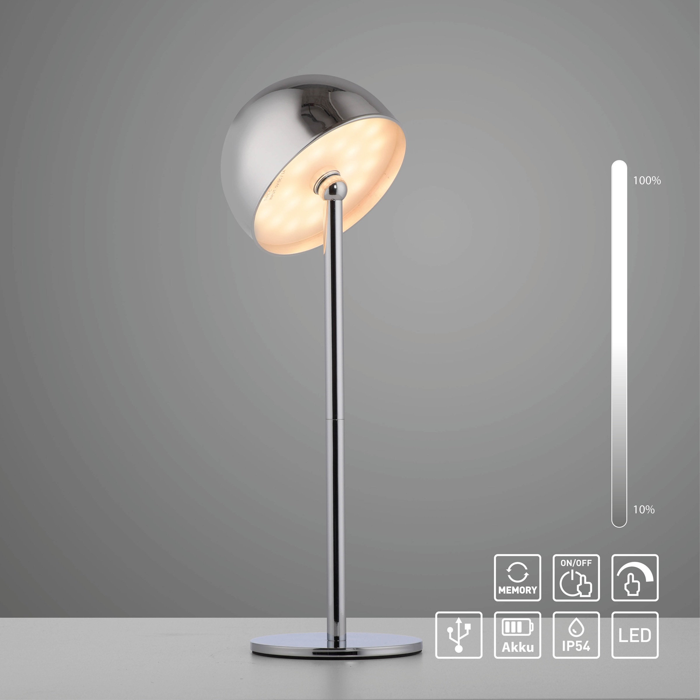 my home Tischleuchte »Akku Tischleuchte Hesper Indoor Outdoor, magnetischer Flaschenaufsatz«, 1 flammig, Leuchtmittel LED-Board | LED fest integriert, Pilzlampe Flaschenaufsatz, Regulierung der Lichtstärke, Pilz, Lampe