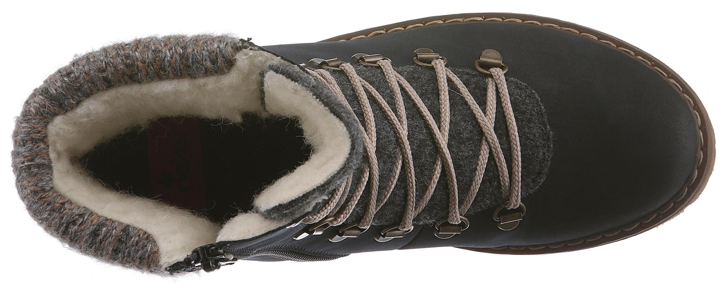 Rieker Winterstiefelette, Winterboots, Schnürboots mit Strickrand und Rieker-TEX