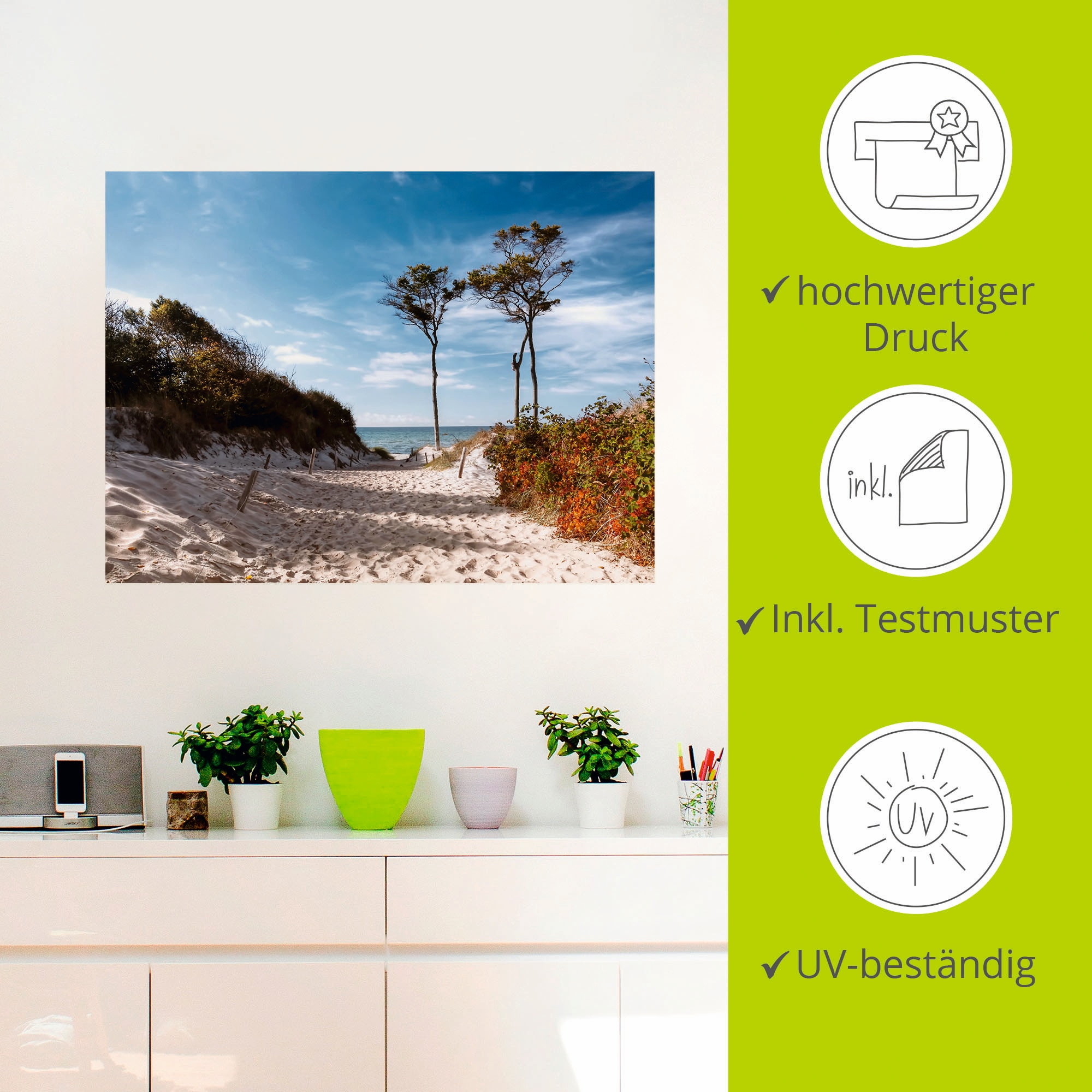 Artland Wandbild »Weststrand Darss«, Strand, (1 St.), als Leinwandbild, Poster, Wandaufkleber in verschied. Größen
