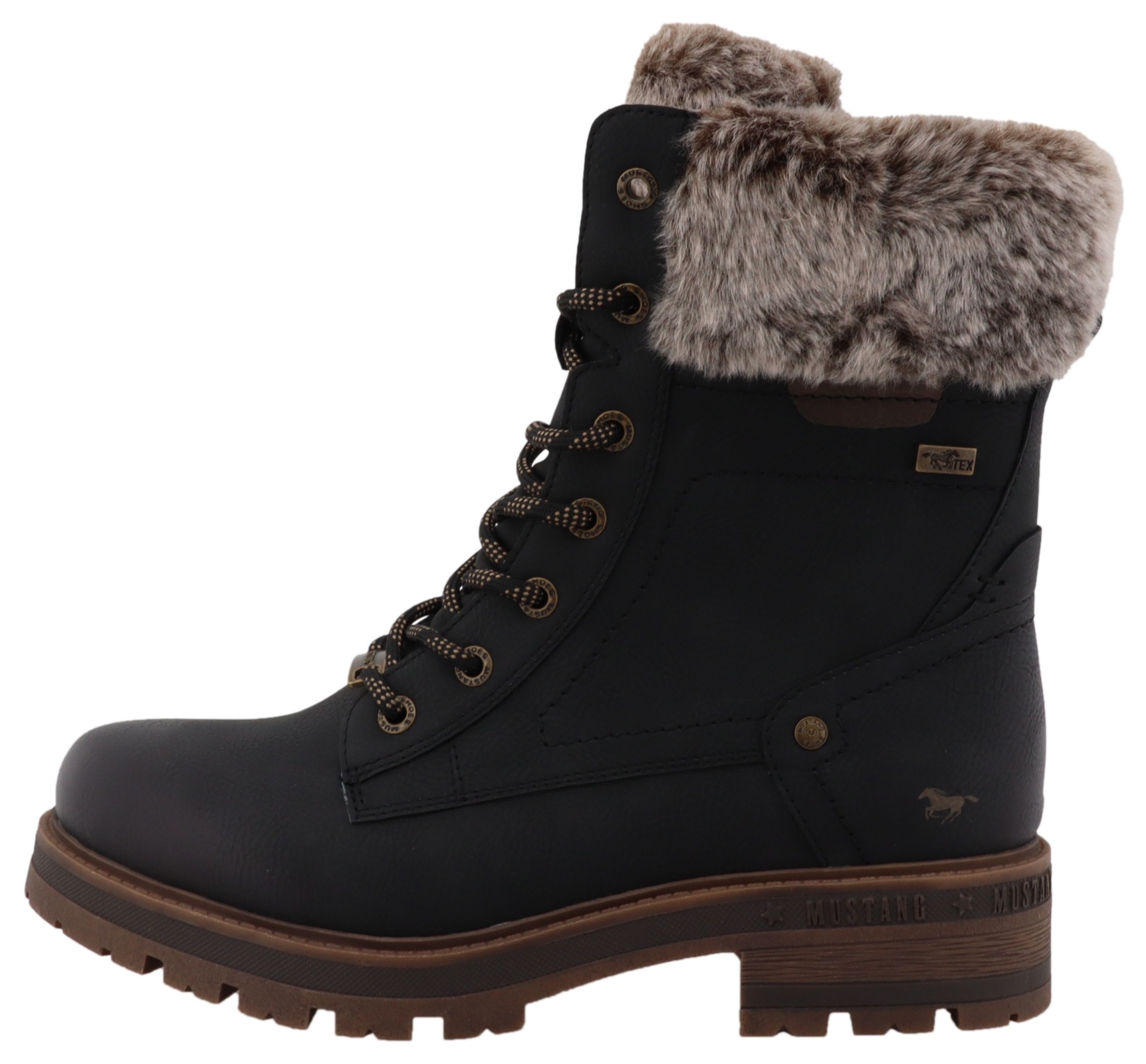Mustang Shoes Winterstiefelette »Darleen«, Winterboots mit Fellimitatkragen