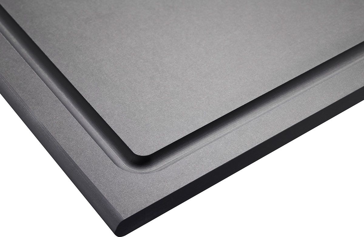 GEFU Schneidebrett »SLIZE«, (1 St.), Holzverbundstoff aus 80 % recyceltem Material, Saftrille