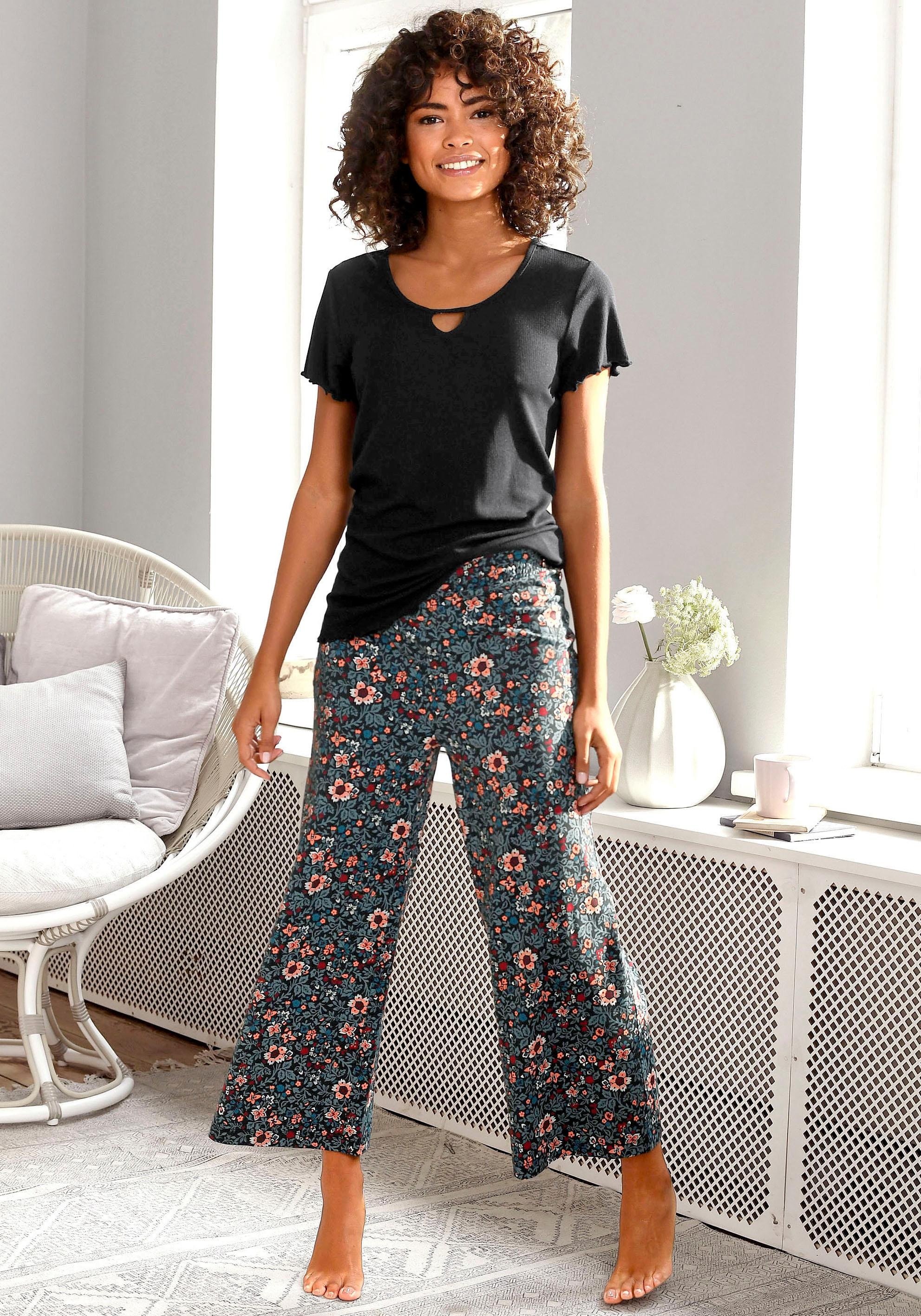 s.Oliver Pyjamahose  im Allover-Muster mit elastischem Bund