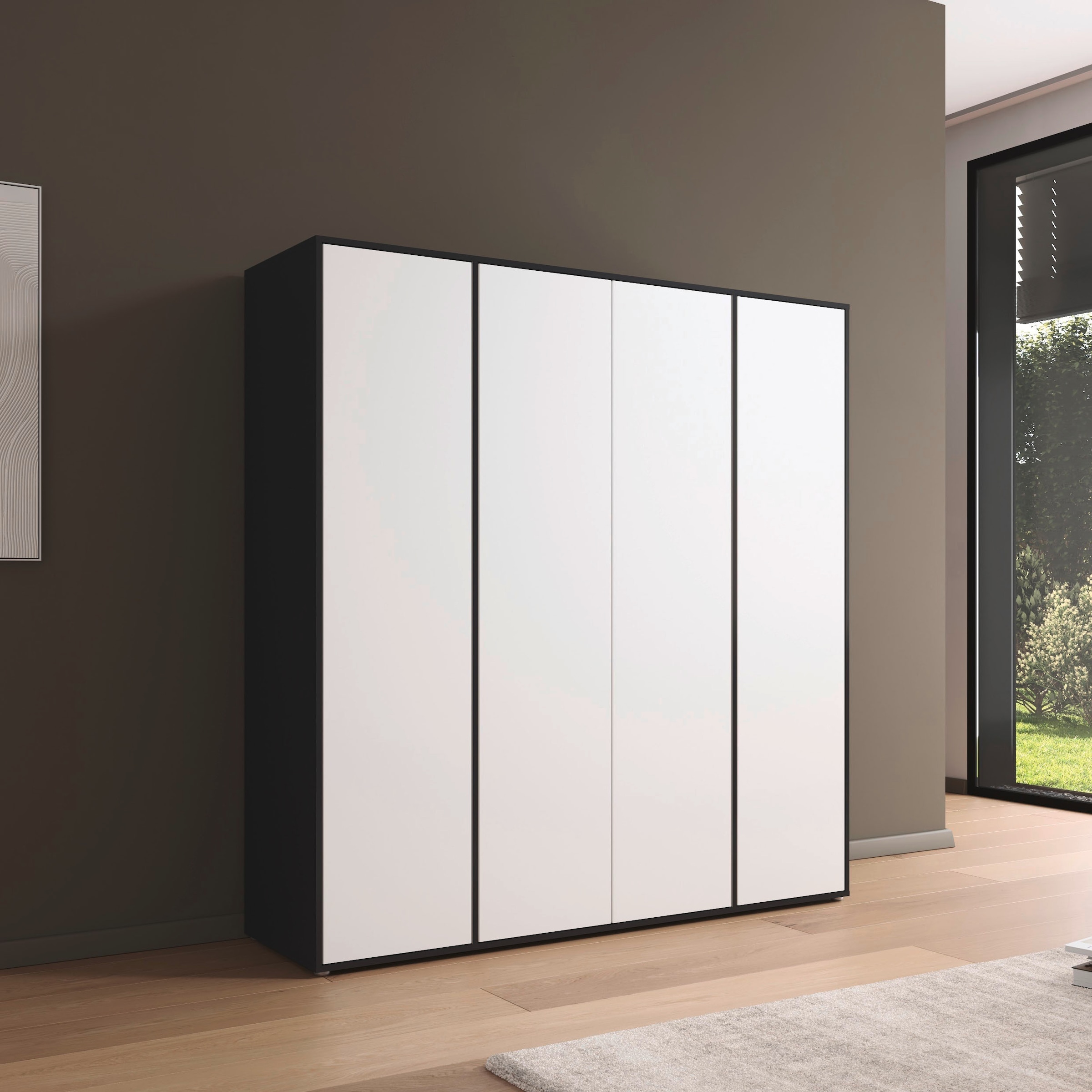 rauch Drehtürenschrank »Kleiderschrank Schrank Garderobe Wäscheschrank NABILA viel Stauraum«, (in 3 verschiedenen Ausstattungen BASIC/CLASSIC/PREMIUM), in 2 Breiten mit Push-to-Open Funktion TOPSELLER MADE IN GERMANY