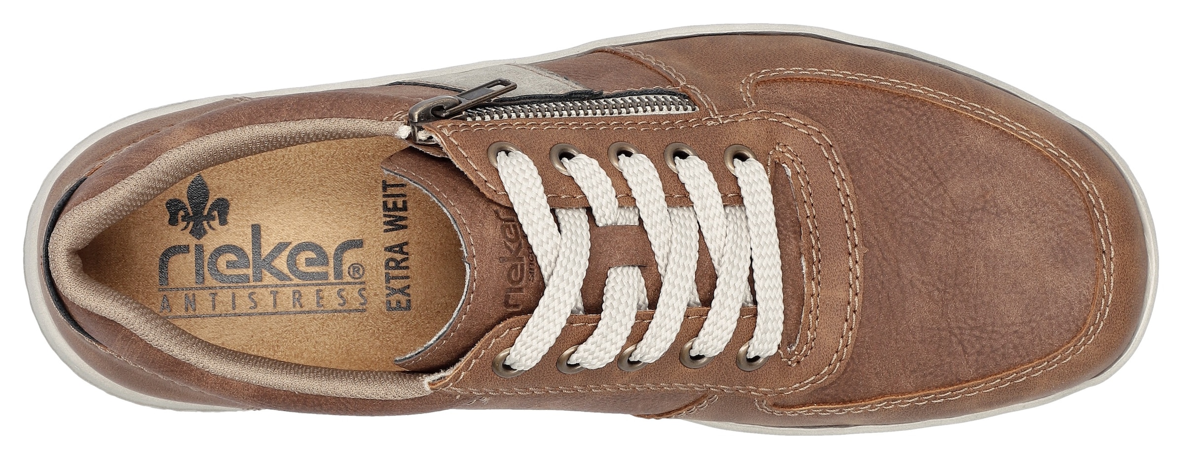Rieker Schnürschuh  mit Außenreißverschluss, Freizeitschuh, Halbschuh, Schnürschuh