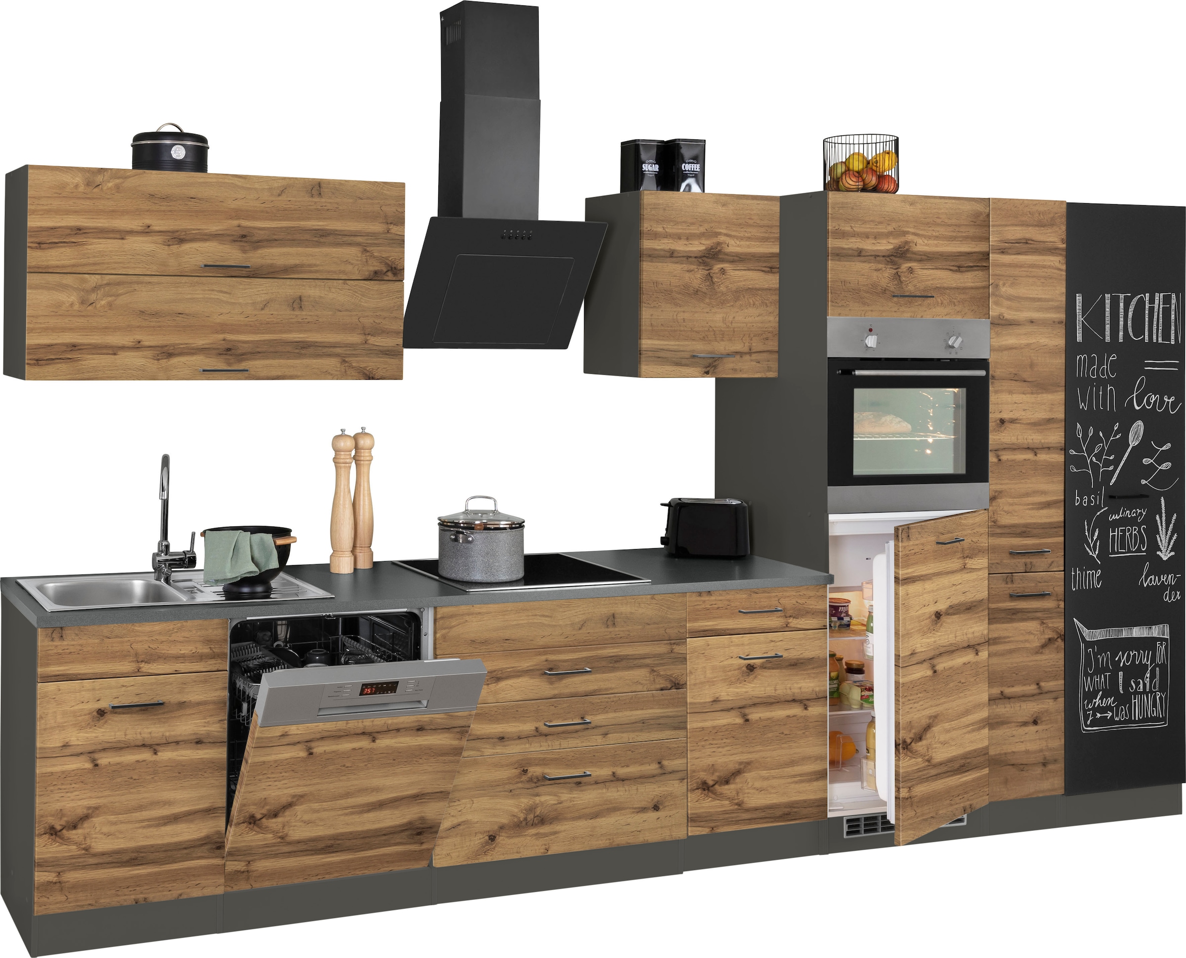 KOCHSTATION Küchenzeile »KS-Trier«, ohne E-Geräte, Breite 380 cm