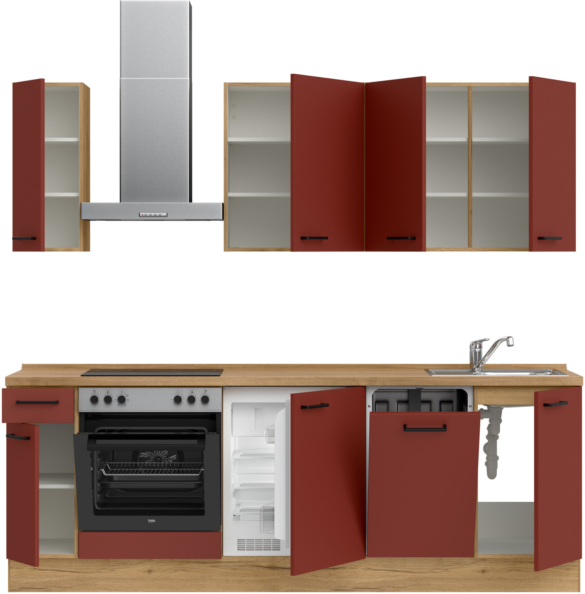 nobilia® Küchenzeile »"Easytouch I"«, vormontiert, Ausrichtung wählbar, Breite 240 cm, wahlw. mit E-Geräten