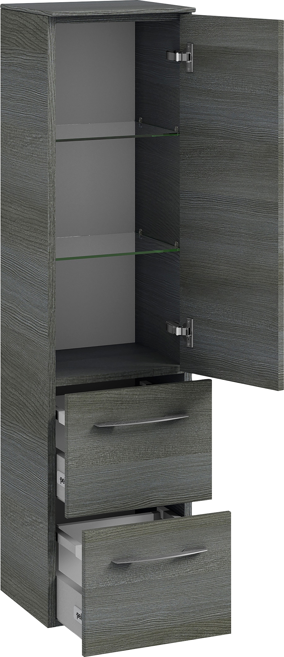 Saphir Badmöbel-Set »Cassca Sprint 3-teilig Mineralmarmor-Waschtisch mit LED-Spiegelschrank«, (4 St.), Midischrank, inkl. Türdämpfer, 4 Türen, 4 Schubladen