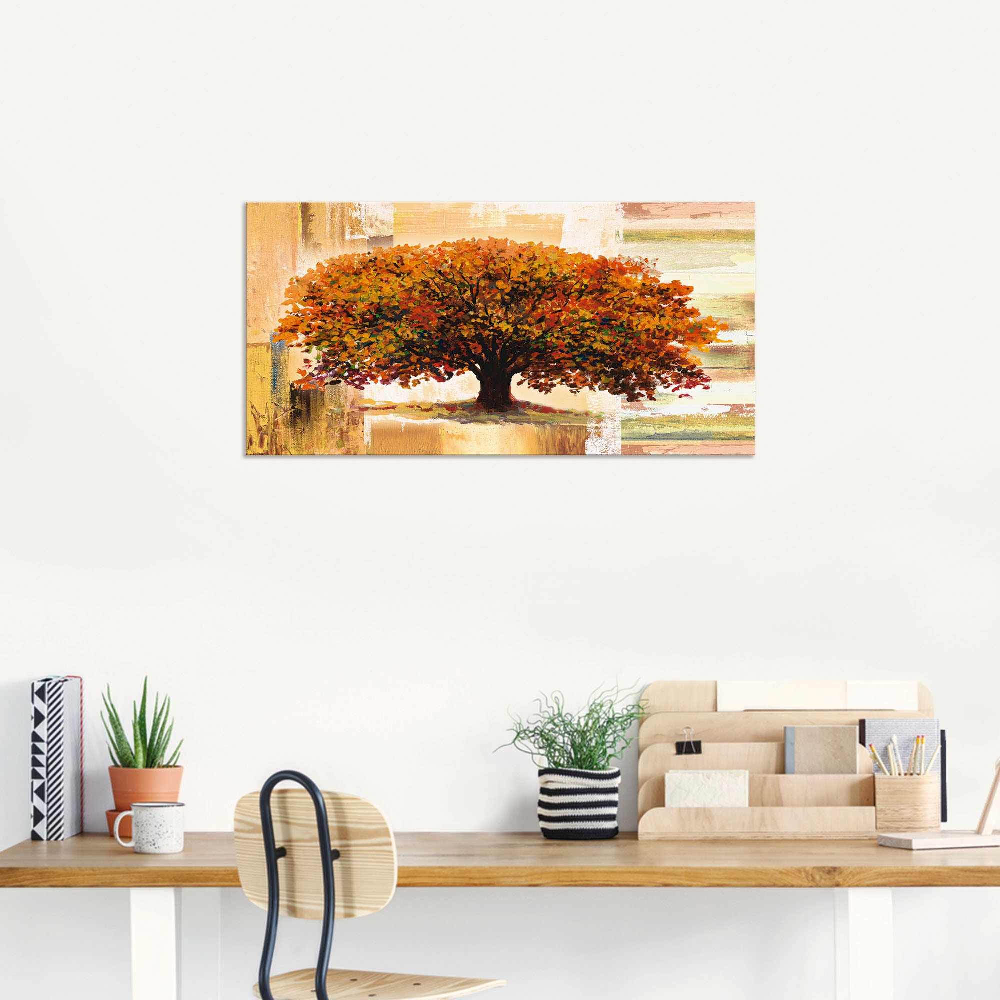 Artland Wandbild »Herbstbaum auf abstraktem Hintergrund«, Bäume, (1 St.), als Alubild, Outdoorbild, Leinwandbild, Poster in verschied. Größen