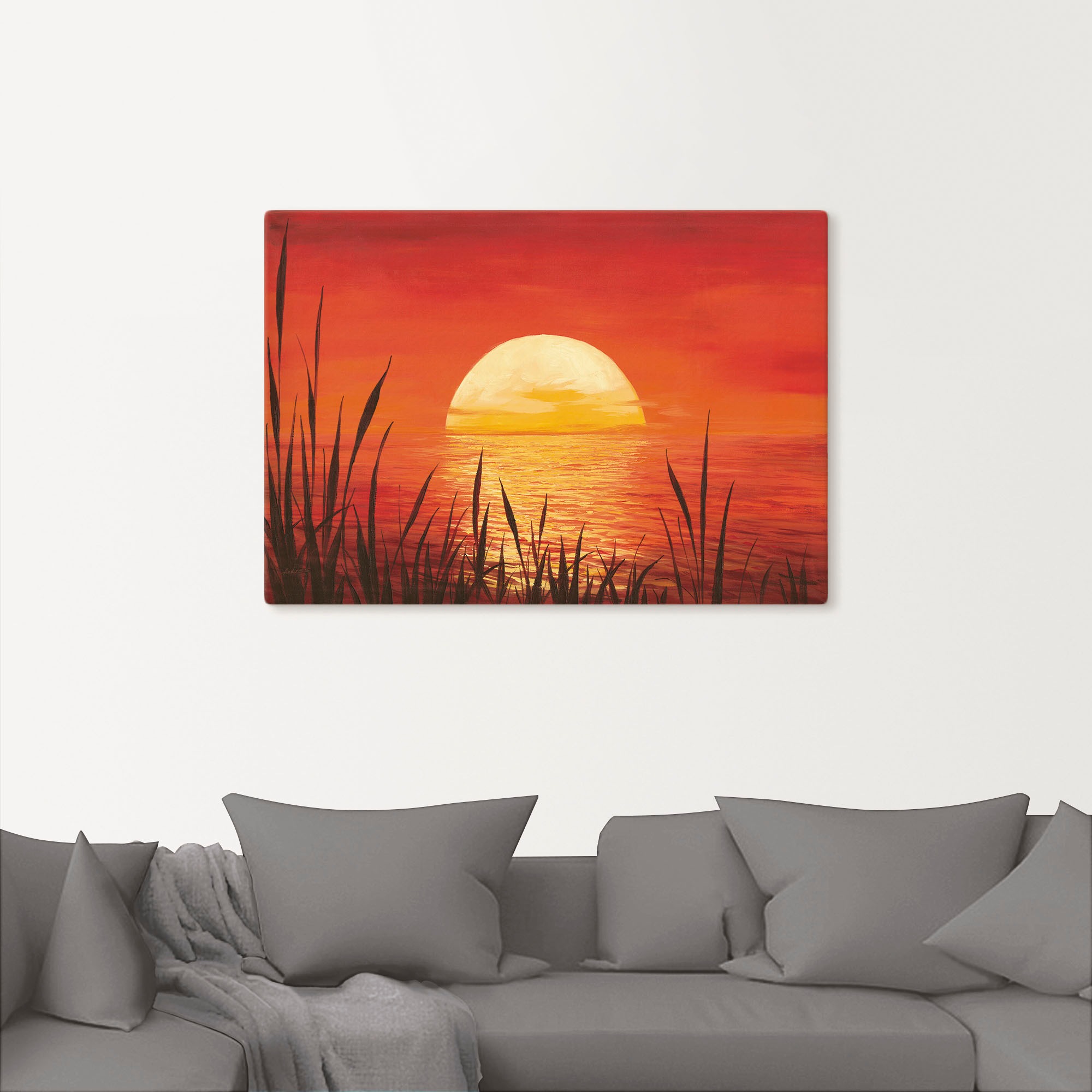 Artland Wandbild »Roter Sonnenuntergang am Ozean« Bilder vom Sonnenuntergan günstig online kaufen