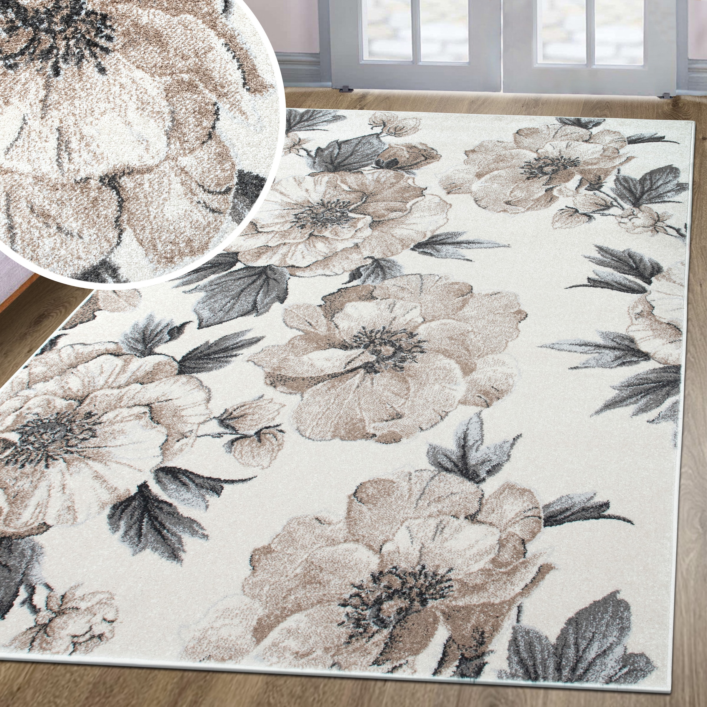 OTTO home Teppich »Florent, Blumen Design, Vintage« rechteckig 9 mm Höhe Floral, detailreiche Blüten, Botanical, elegant, Wohnzimmer