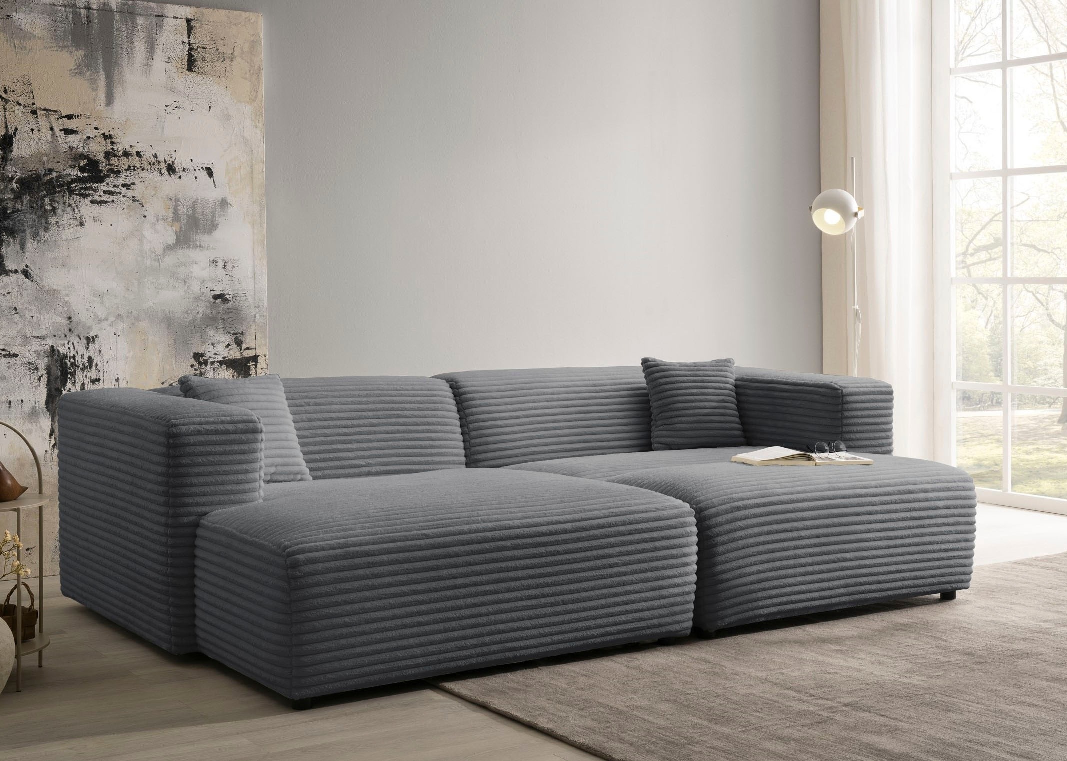 andas Polsterecke »BAKELS, Ecksofa-Set mit Hocker, L-Form mit Schlaffunktion«, Ecksofa-Set (incl. Hocker) im trendigen Megacord