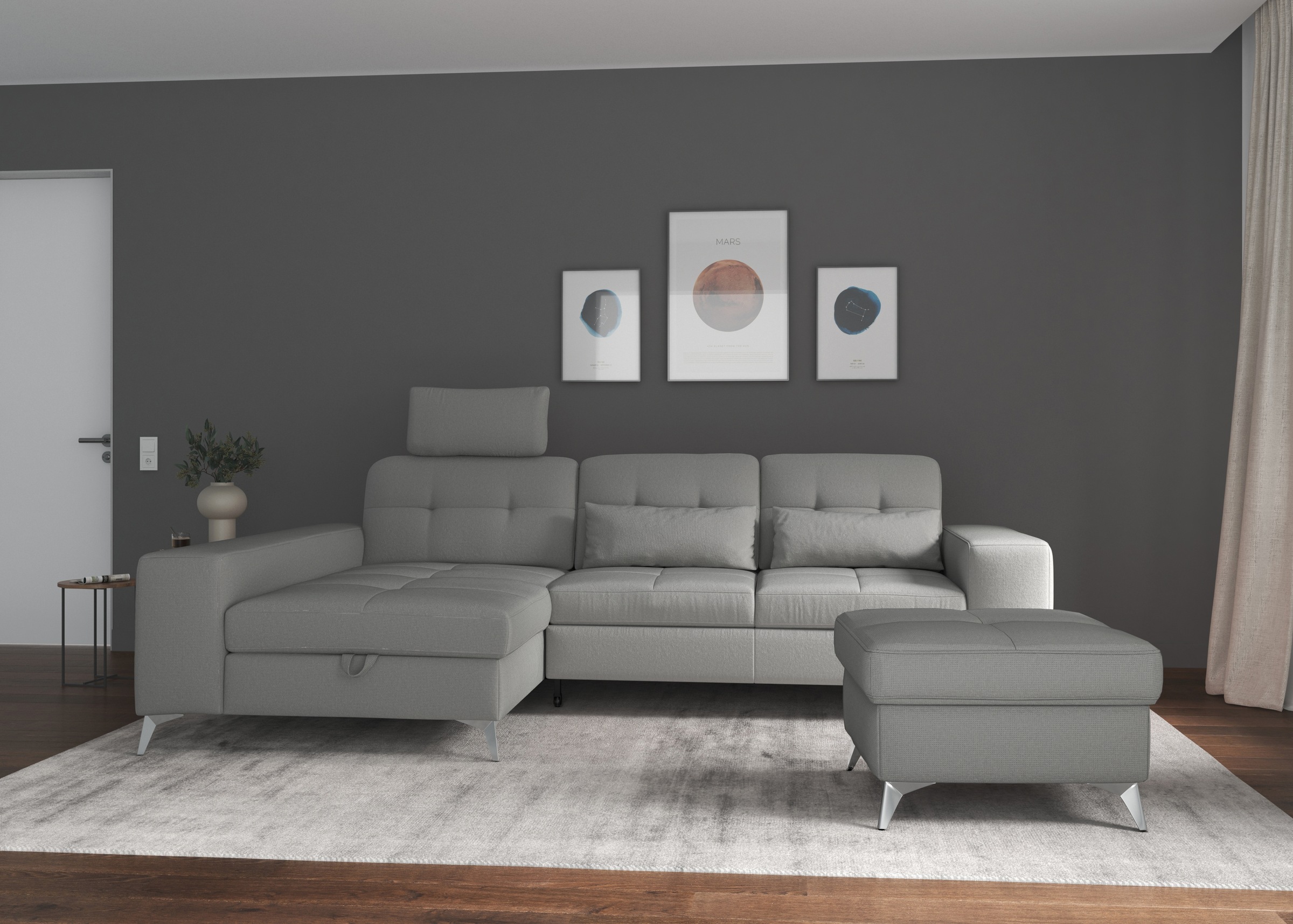 sit&more Ecksofa »Baviene L-Form«, inklusive Sitztiefenverstellung und Federkern, wahlweise Bettfunktion