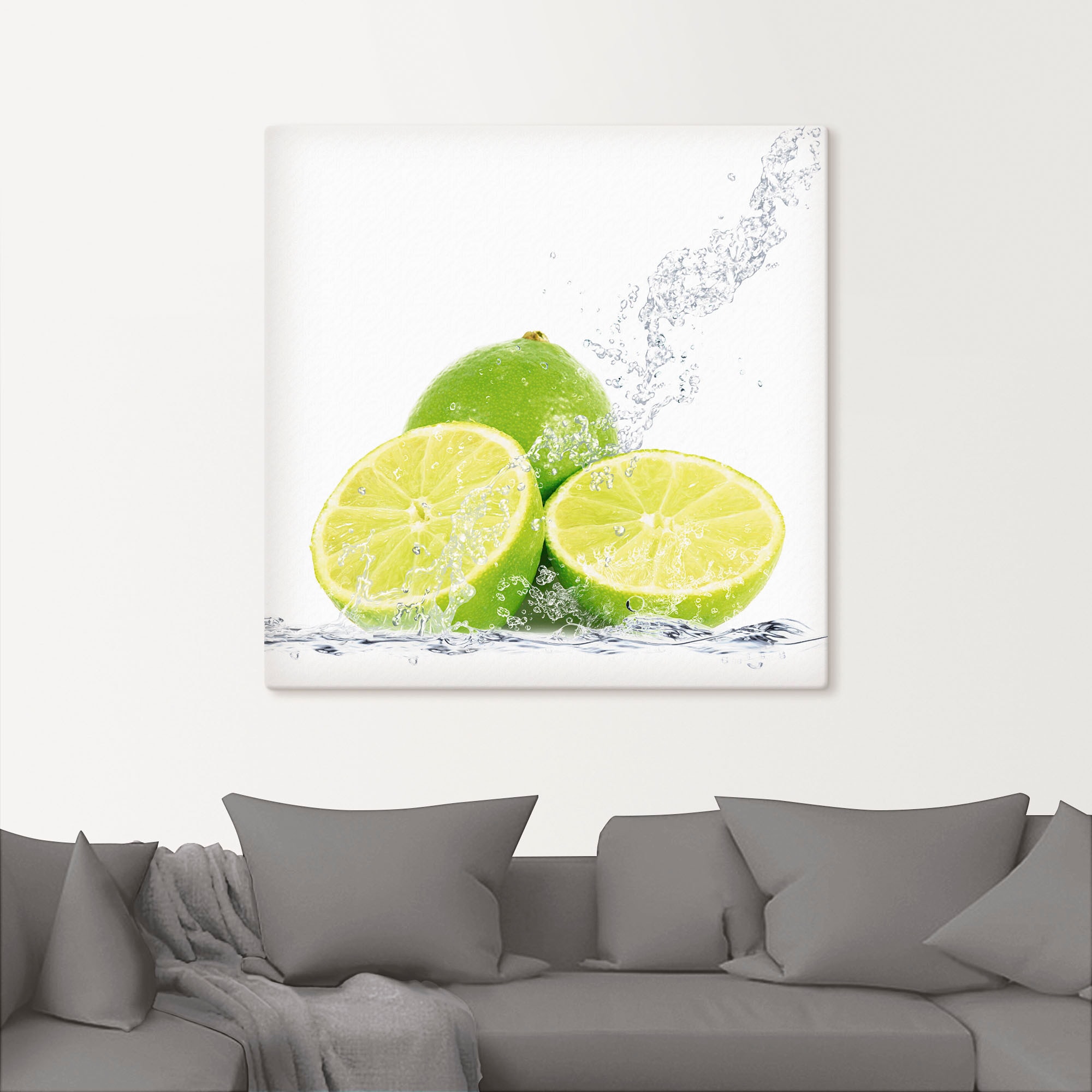 Artland Wandbild »Limette mit Spritzwasser«, Lebensmittel, (1 St.), als Leinwandbild, Poster, Wandaufkleber in verschied. Größen