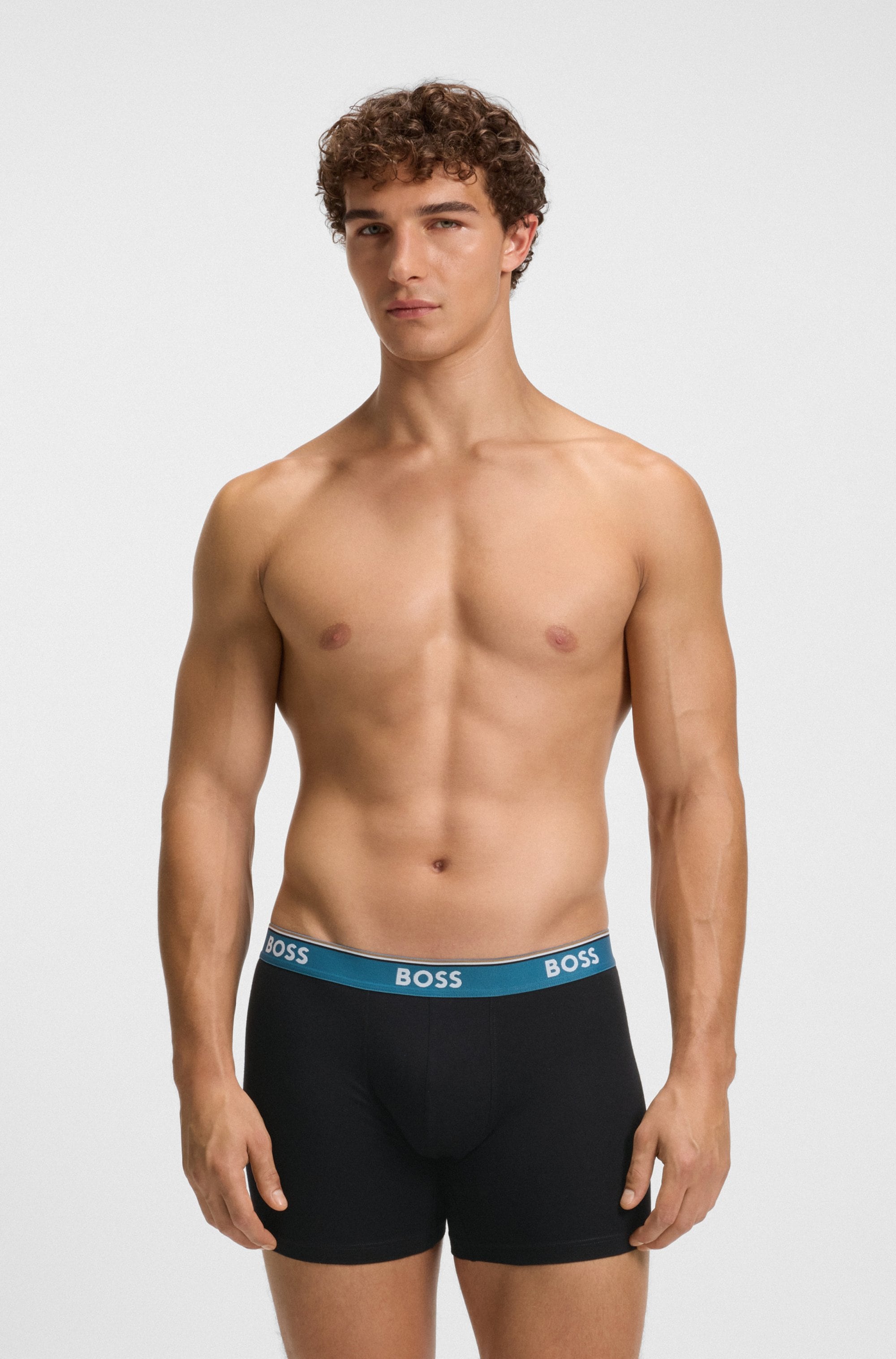 BOSS Boxershorts »Boxer Brief 3P Power Design«, (3 St.), mit 2x Uni und 1x Muster