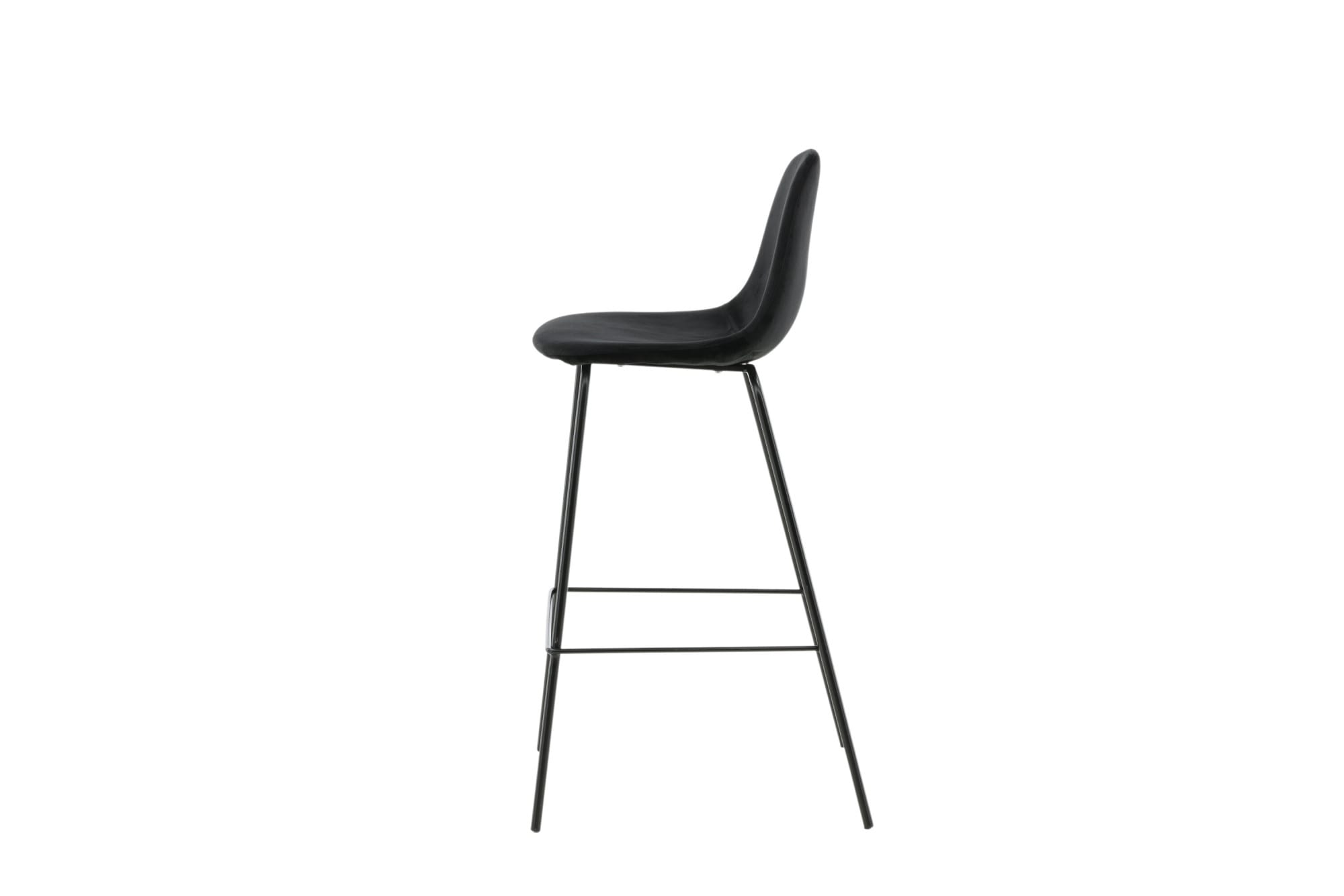 Venture Home Barhocker »Polar, 2er-Set Barhocker in Schwarz-Samt, luxuriös, 150 kg belastbar« 2 Stk. tlg. Tresenstuhl, weicher Bezug, schwarze Metallbeine, Fußstütze, edel