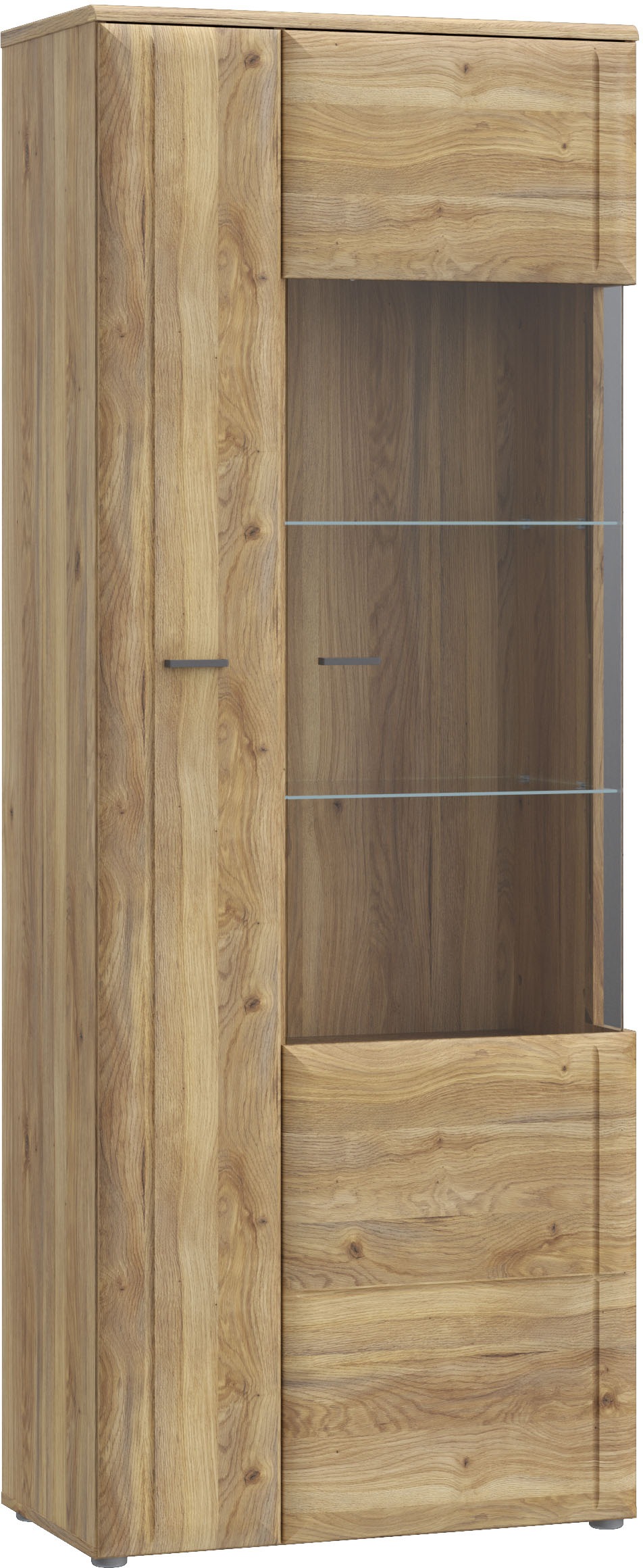 FORTE Vitrine »Akinori«, (B/H/T 75,1/197,6/41,8 cm), Highboardvitrine, Glastüre, Soft Close, MDF Front, Metallgriffe