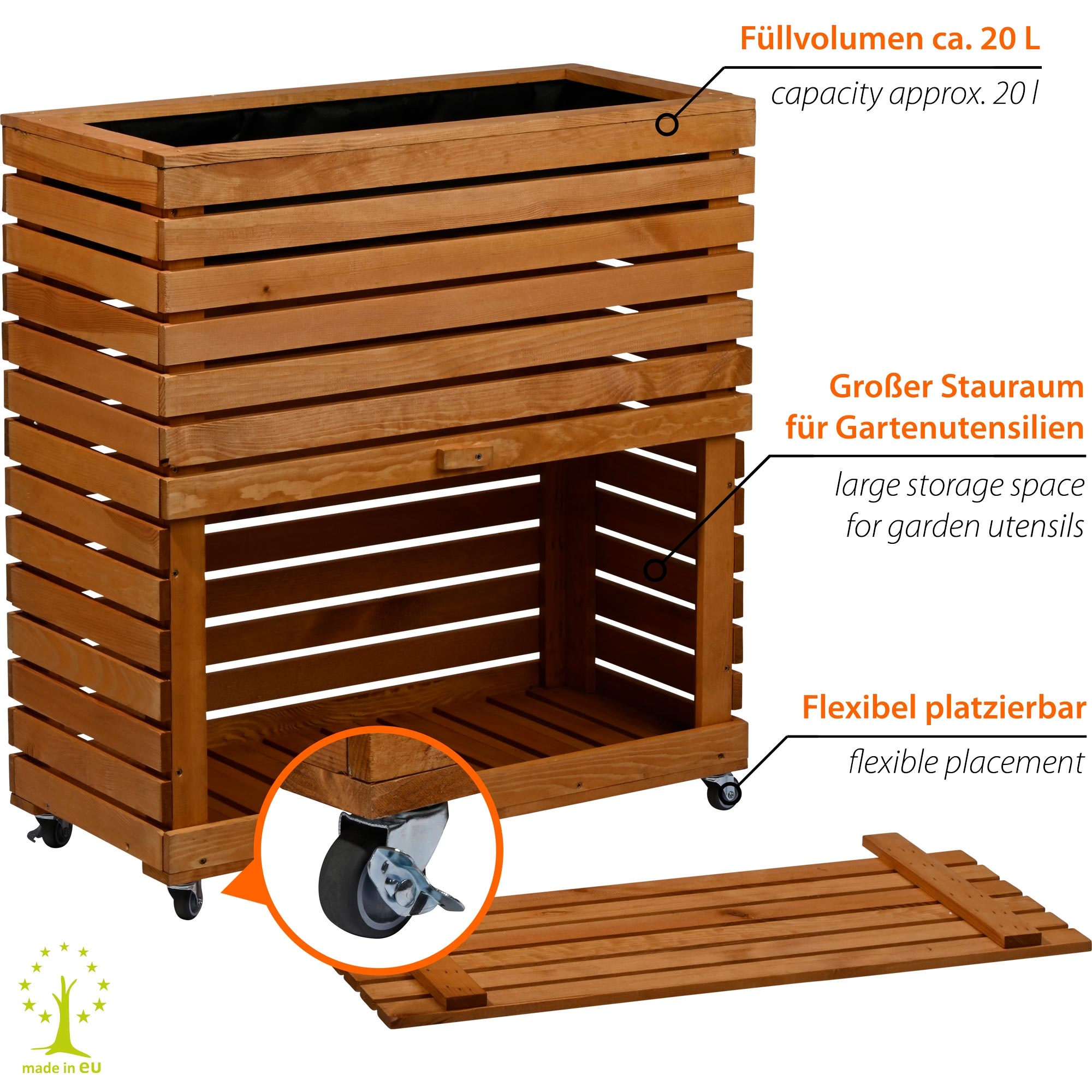 dobar Hochbeet »"Rolla" Gr. L, Braun« ca. 72 x 32,5 x 78 cm (L x B x H) groß und ca. 13,4 kg