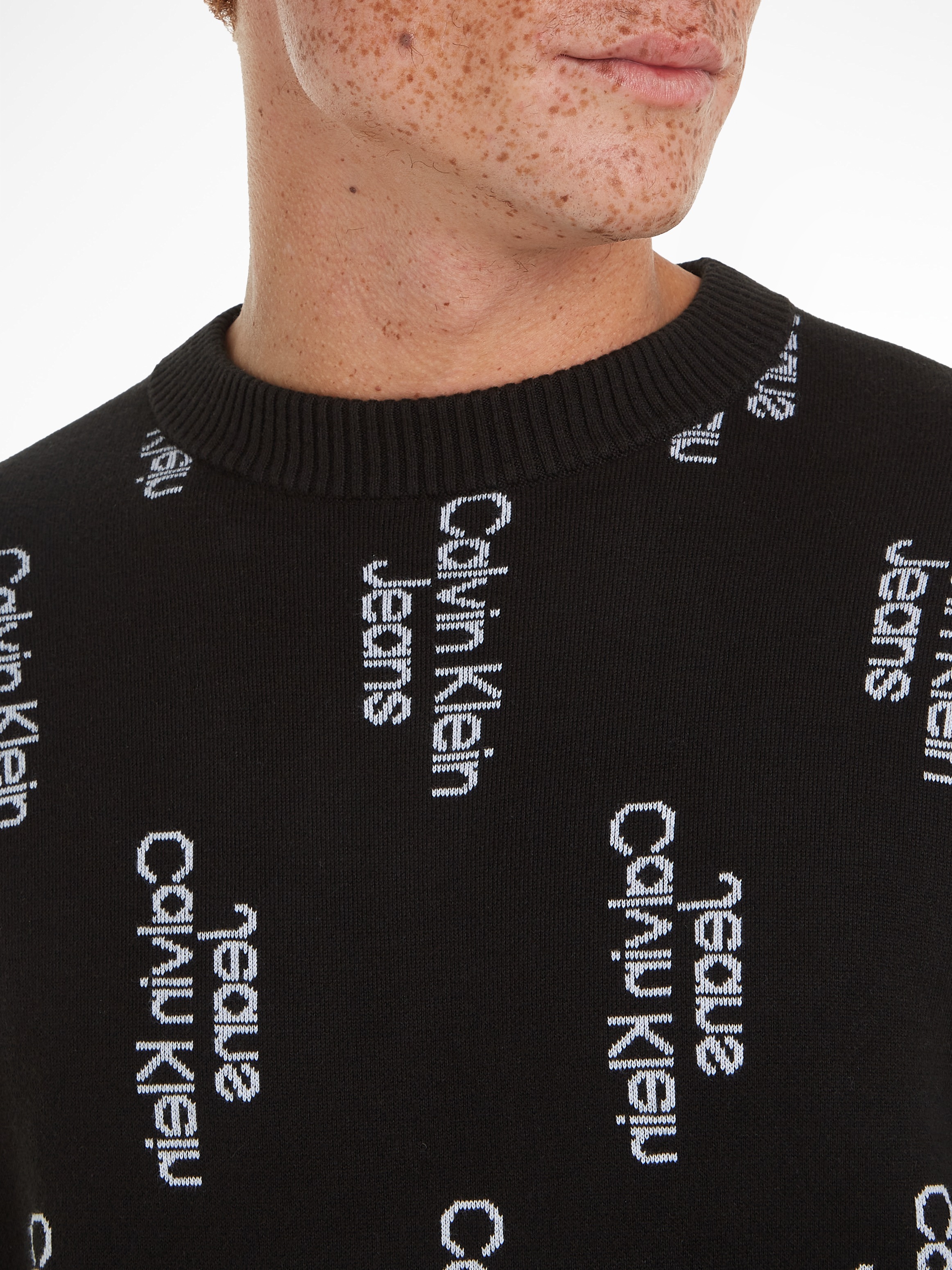 Calvin Klein Jeans Rundhalspullover »STACKED LOGO AOP SWEATER«