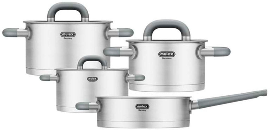 Mulex Topf-Set »LUGANO«, Edelstahl 18/10, (Set, 7 tlg.), inkl. Stielpfanne 24 cm ohne Deckel, Induktion