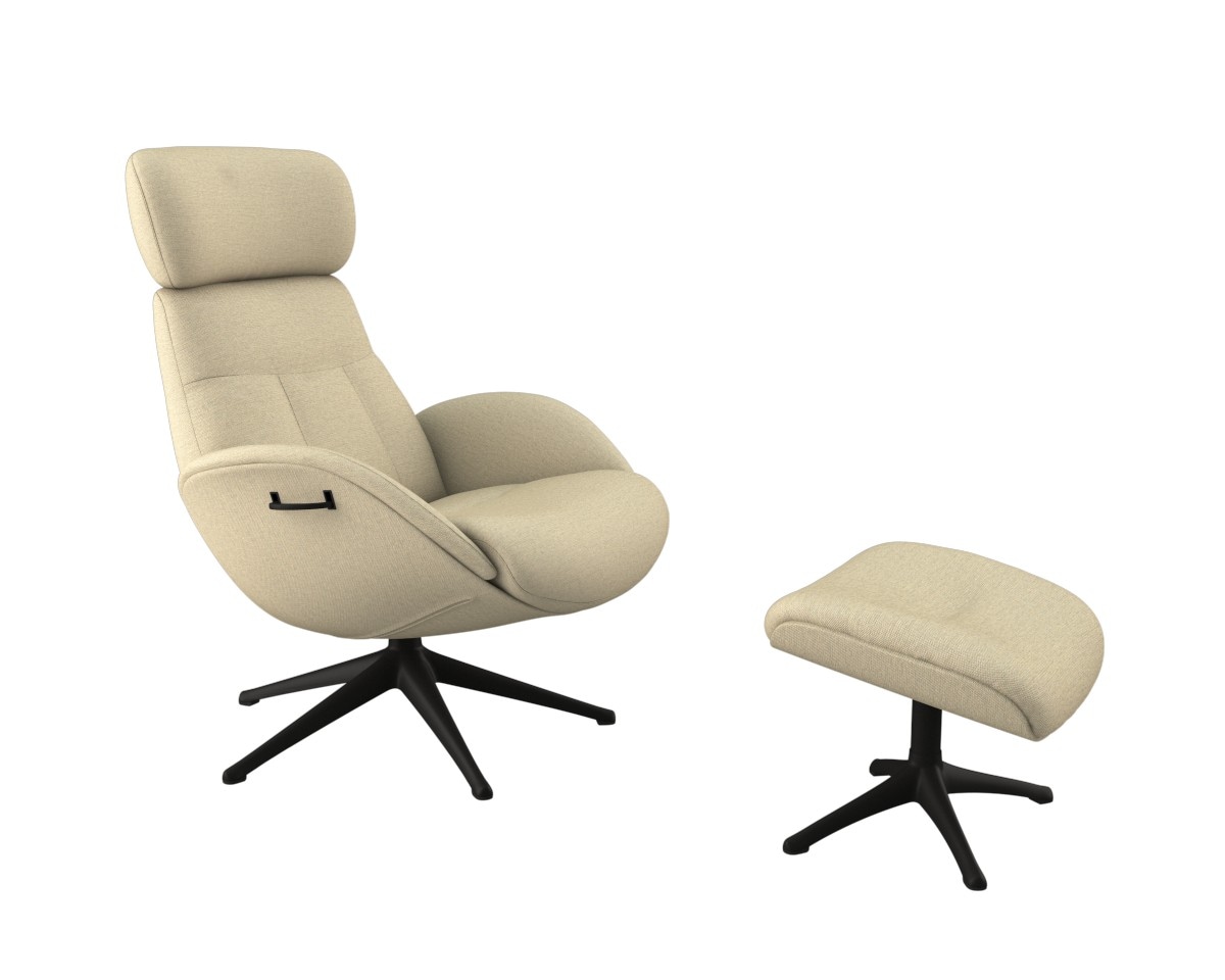 FLEXLUX Relaxsessel »Elegant, Funktionssessel, verstellbarer Rücken- und Kopfstütze«, Premium Komfort, Rücken- & Kopfteilverstellung, drehbar, Fuß schwarz