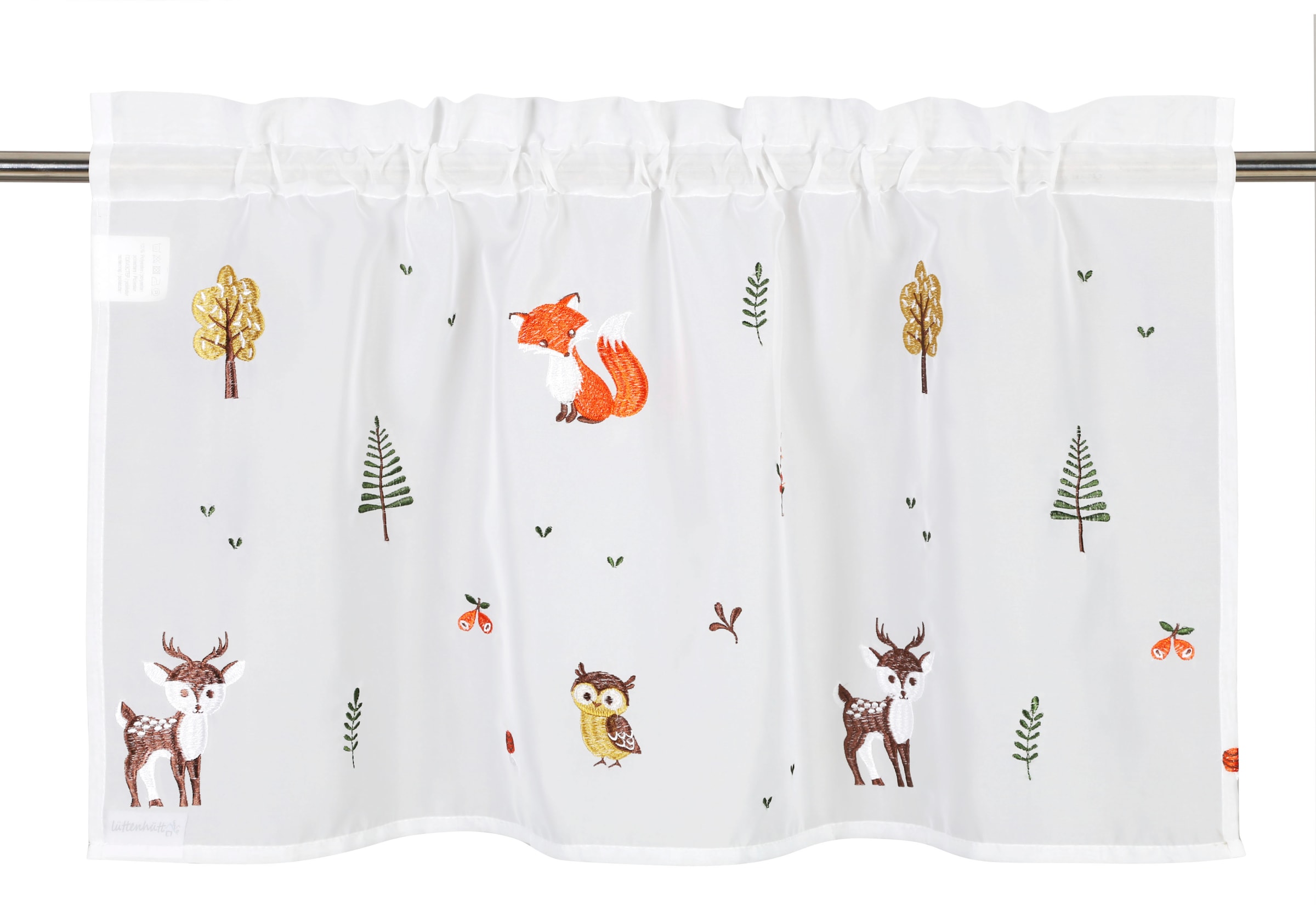 Lüttenhütt Scheibengardine »Waldtiere« Stangendurchzug 1 Stk. tlg. bestickt günstig online kaufen