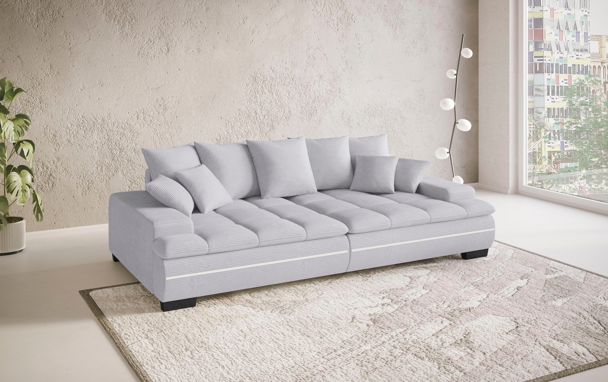 Mr. Couch Big-Sofa »Haiti II RGB-LED«, RGB-LED Beleuchtung, mit Handwerklich gearbeiteter Komfort-Steppung