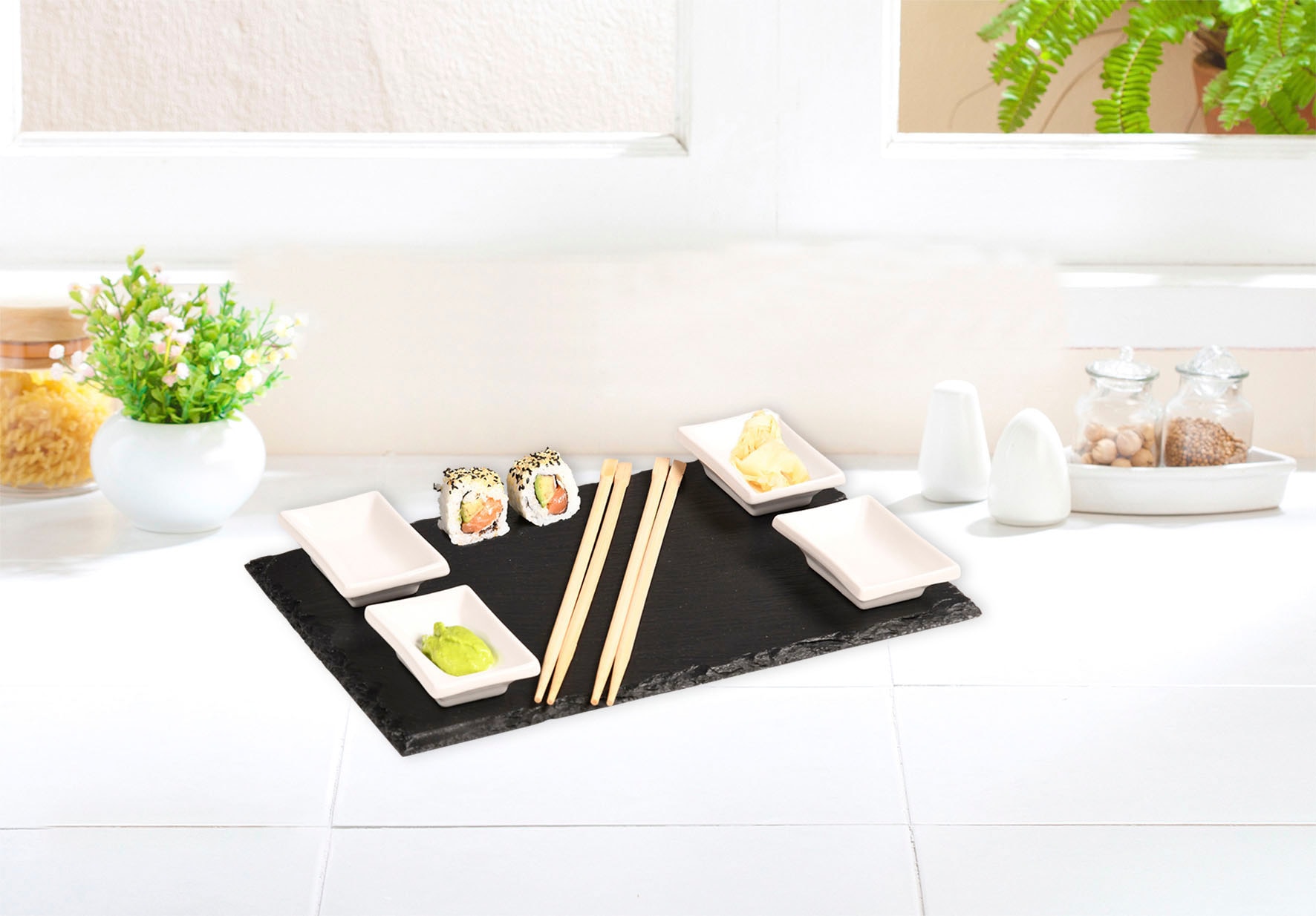 KESPER® Servierplatte »(Sushi-Set)«, (Set, 8 tlg.), mit Zubehör