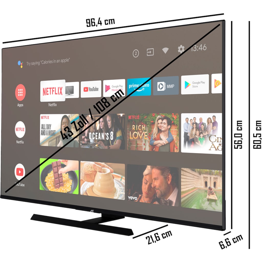 JVC QLED-Fernseher »LT-43VAQ6155«, 108 cm/43 Zoll, 4K Ultra HD, Android TV, HDR Dolby Vision, Triple-Tuner,Google Play Store,Bluetooth