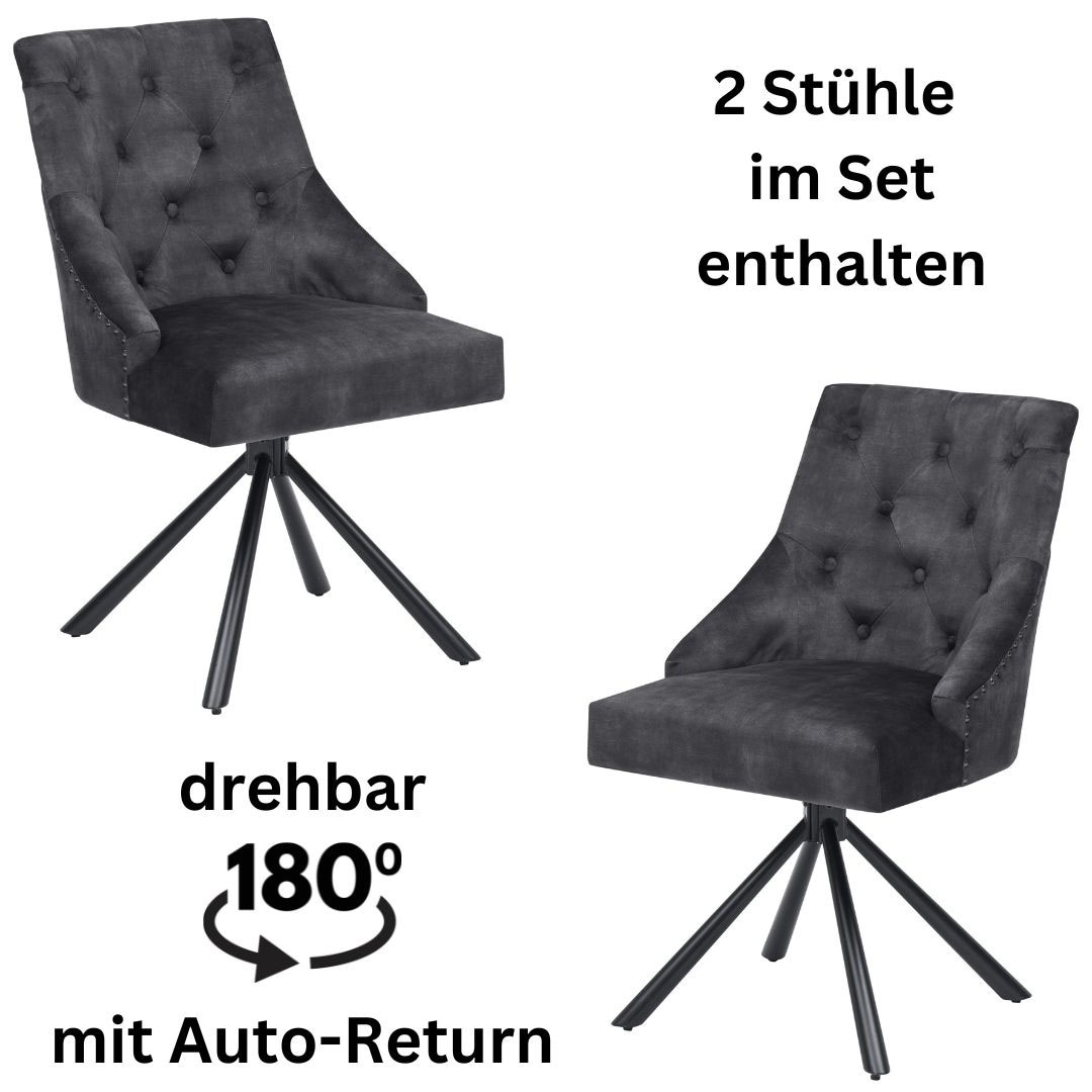Stolkom Polsterstuhl »Johanna«, (Set), 2 St., Samtstoff, 180 grad drehbar mit Auto-Return