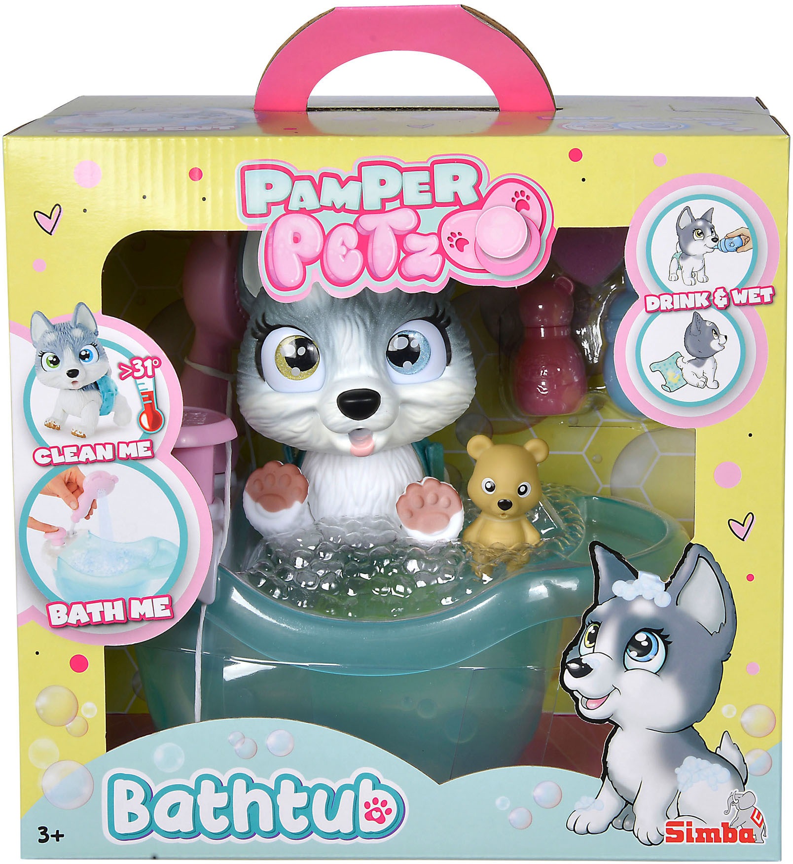 SIMBA Spielfigur »Pamper Petz Husky«, mit Badewanne