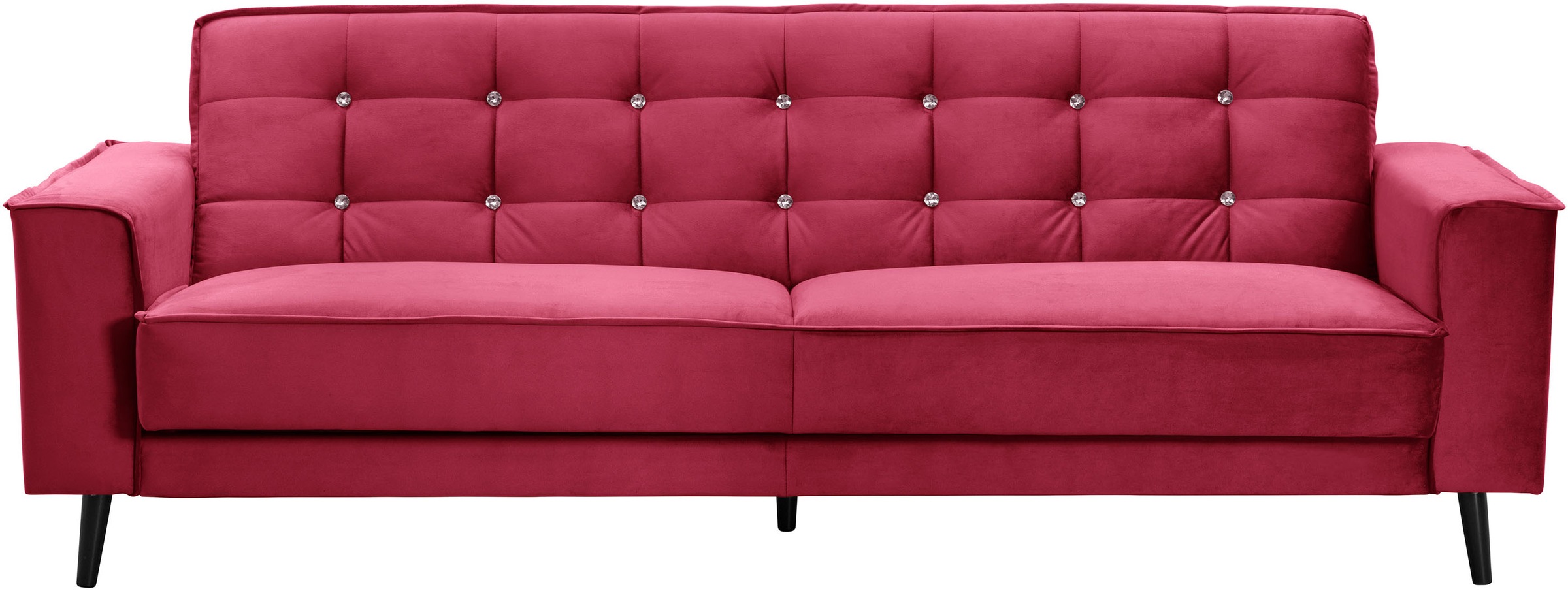 Max Winzer® Schlafsofa »Jersey, 3-Sitzer, Sofa in exklusivem Design, mit Strasssteinen«, handgefertigt, hochwertige Konstruktion, Samtvelours, mit Bettfunktion