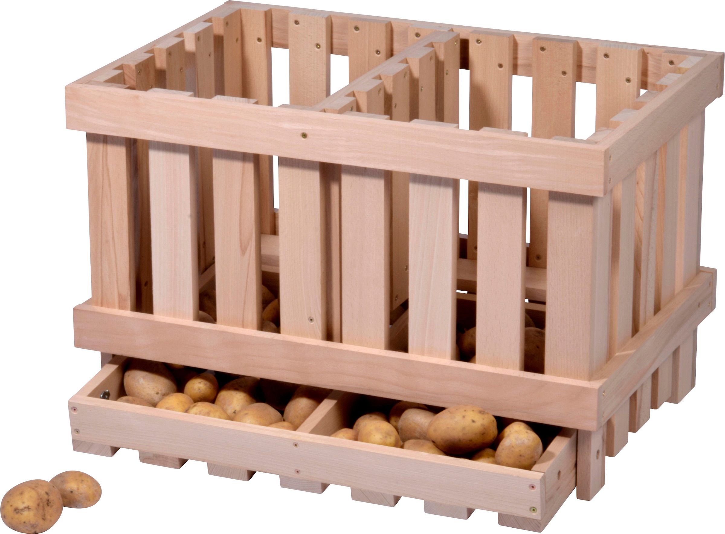 dobar Holzkiste Vorratsbehälter aus Holz mit 2 Abteilungen