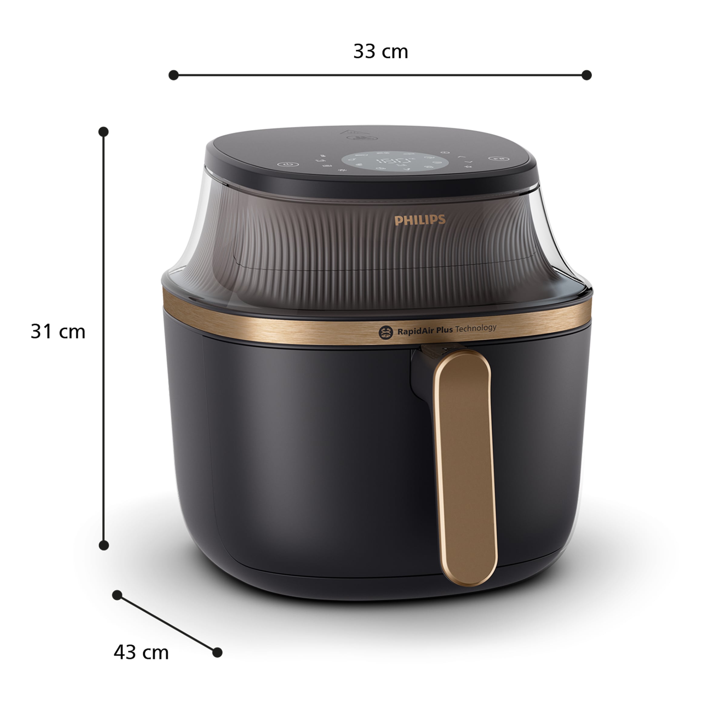 Philips Heißluftfritteuse »Airfryer 3000 NA332/00, mit 6.2L, Sichtfenster«, 1700 W, RapidAir Plus Technologie und 16 Kochfunktionen; Schwarz/Kupfer