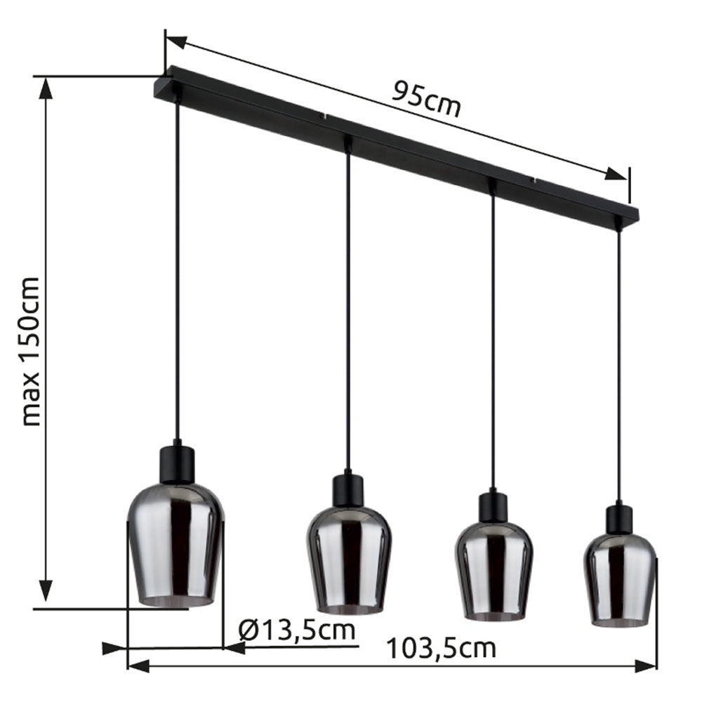 GLOBO LIGHTING Hängeleuchte »RYAN« E27 1 Stk. Hängelampe/Pendelleuchte/Esszimmer/Wohnzimmer/Esstisch