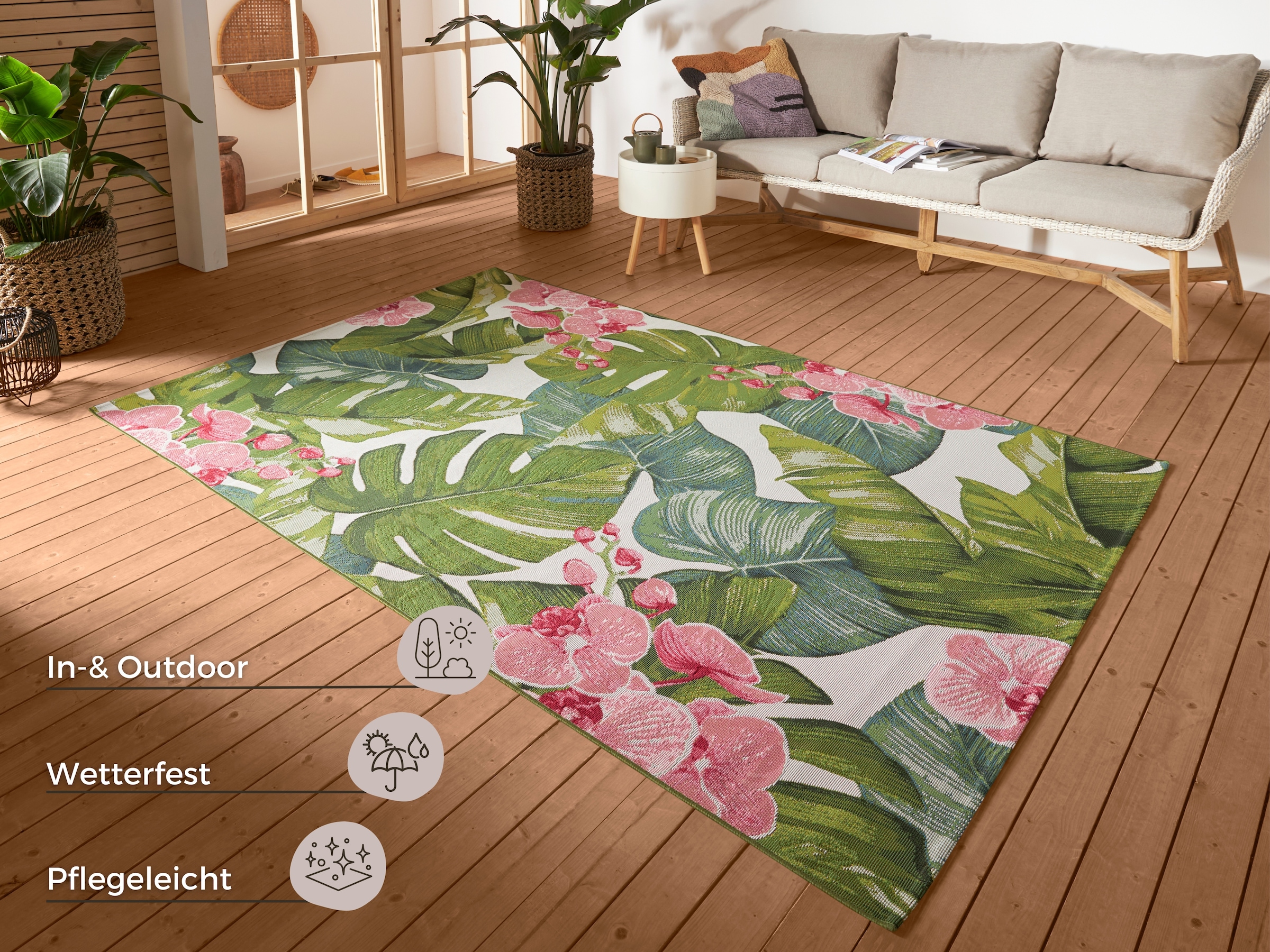 HANSE Home Outdoorteppich »Tropical«, rechteckig, 3 mm Höhe, In-& Outdoor, günstig online kaufen