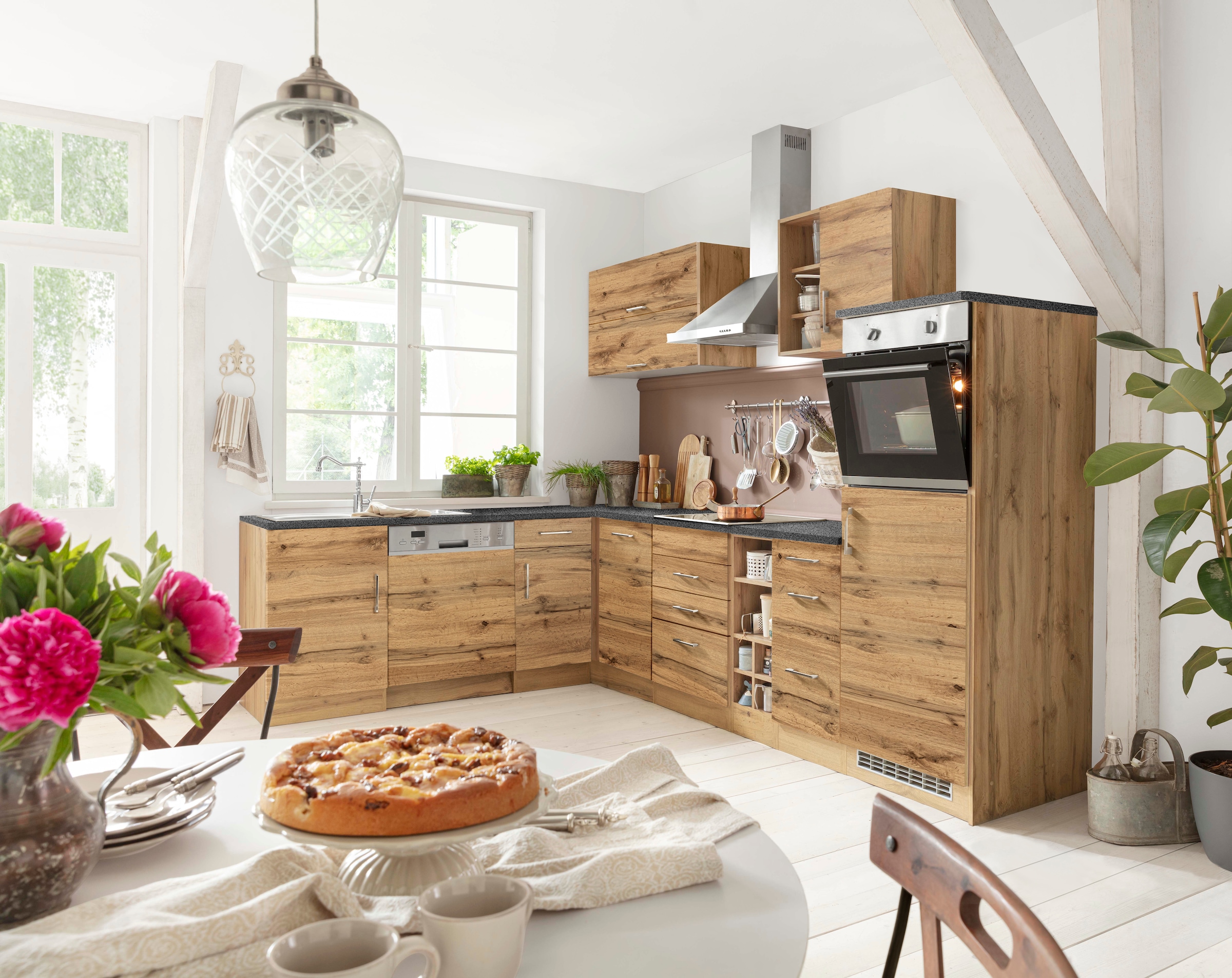 KOCHSTATION Winkelküche »KS-Colmar«, mit E-Geräten, Stellbreite 210/300 cm
