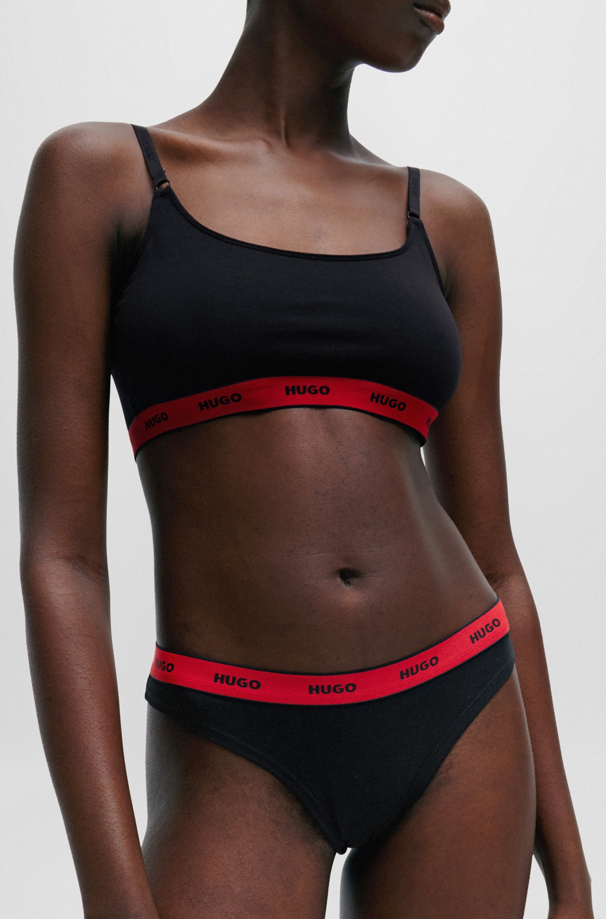 HUGO Underwear T-String »TRIPLET THONG STRIPE«, (Packung, 3 St., 3), mit Logoschriftzug auf dem Bund
