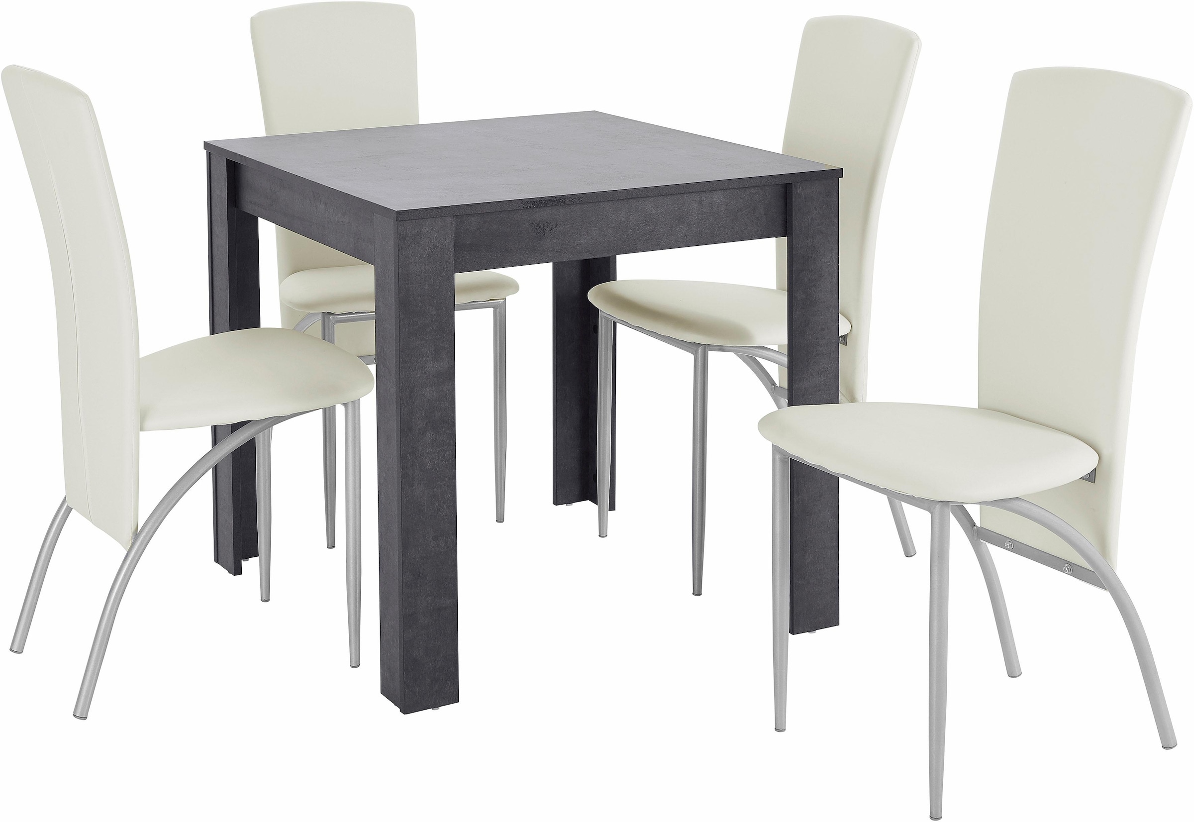 INOSIGN Essgruppe, (Set, 5 tlg.), Tischbreite 80 cm in schieferfarben
