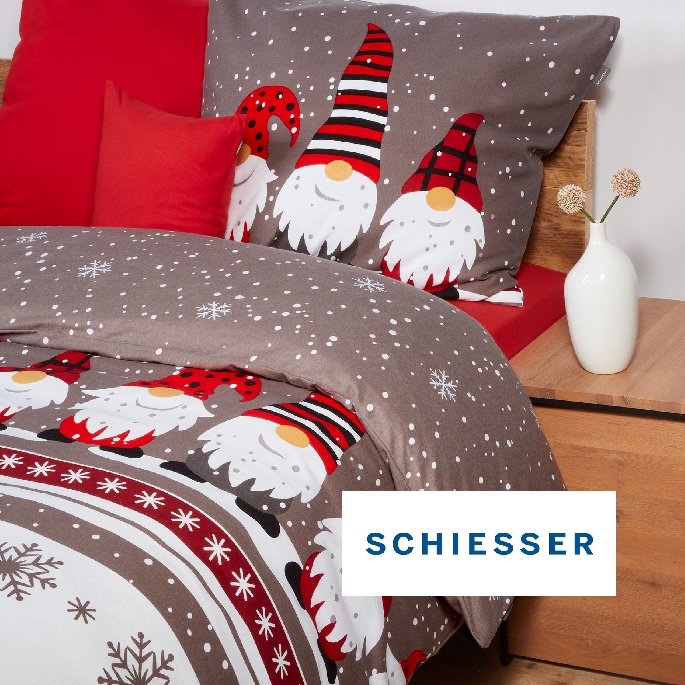 Schiesser Bettwäsche »Wichtel aus weicher Baumwolle mit coolem Winter-Print« 2 Stk. OEKO-TEX® MADE IN GREEN-zertifiziert