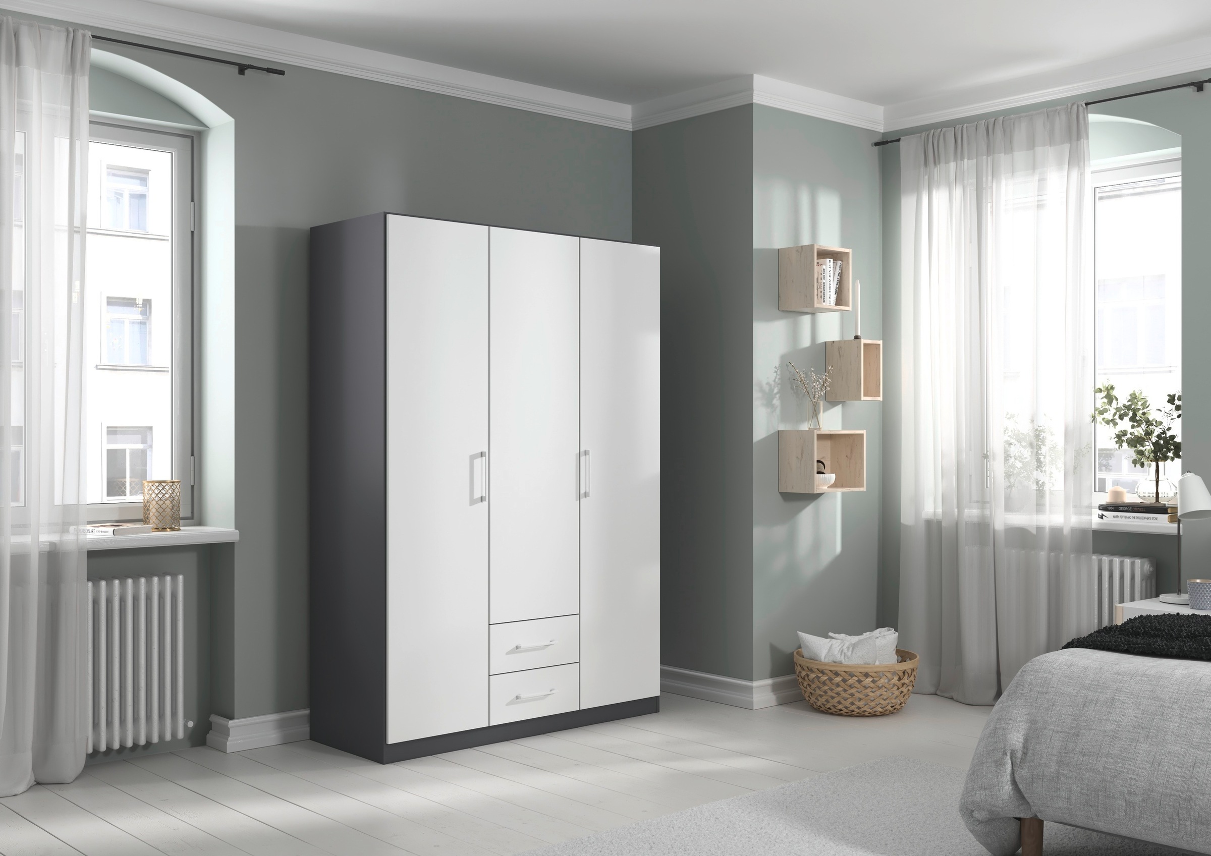 rauch Drehtürenschrank »Kleiderschrank Schrank Garderobe KREFELD optional mit Spiegel«, mit 3 Griff-Varianten, inkl. praktischen Schubladen MADE IN GERMANY