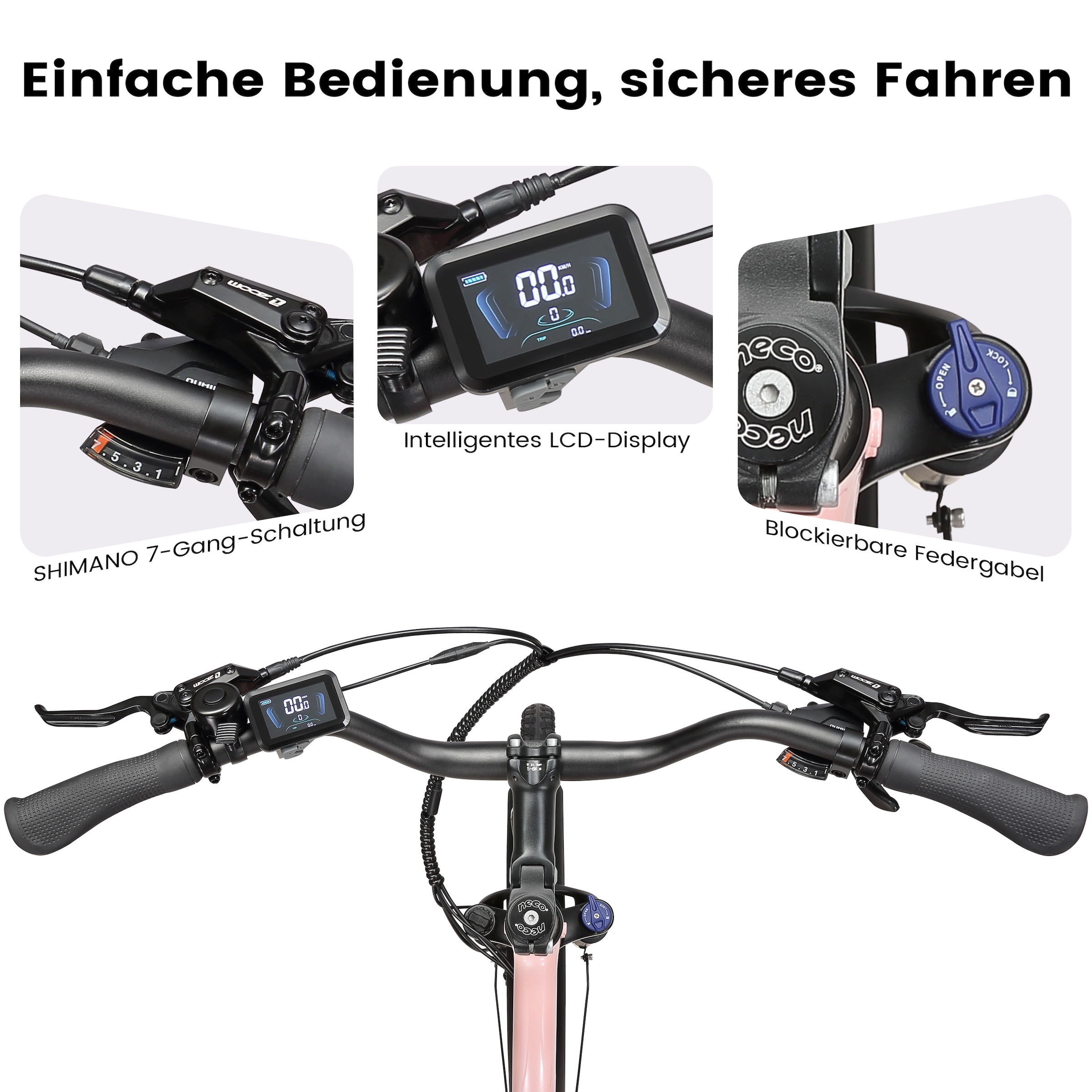 Maxtron »Maxtron Urban 8 City-E-Bike 28 Zoll« 7 Gang Shimano Kettenschaltung Mittelmotor 250 W (mit integr. Akku), Elektrofahrrad für Alltag und Einkauf