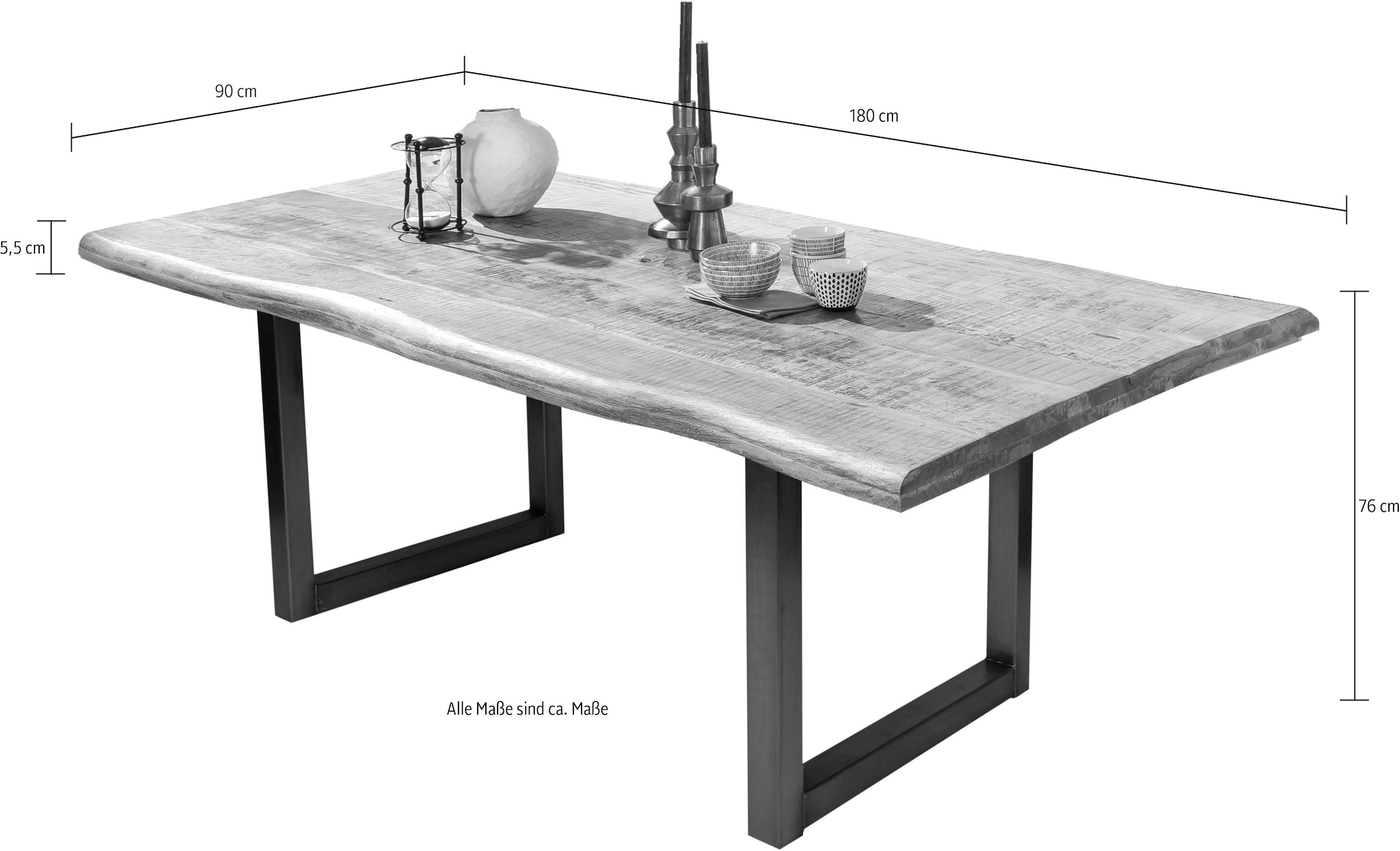 SIT Baumkantentisch, trendiges Kufen-Gestell